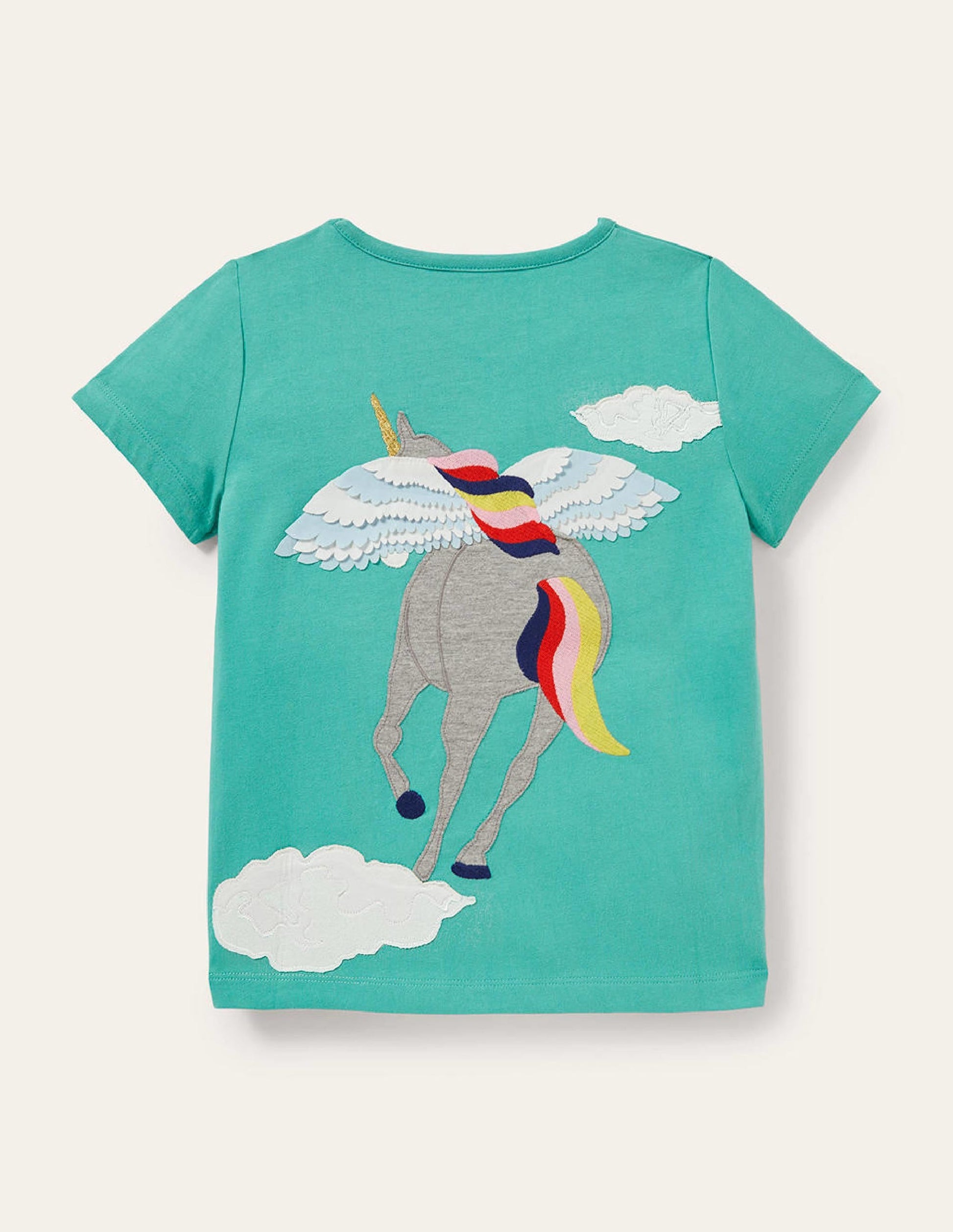 Front and Back T shirt-Dragonfly Green Flying Unicorn-2