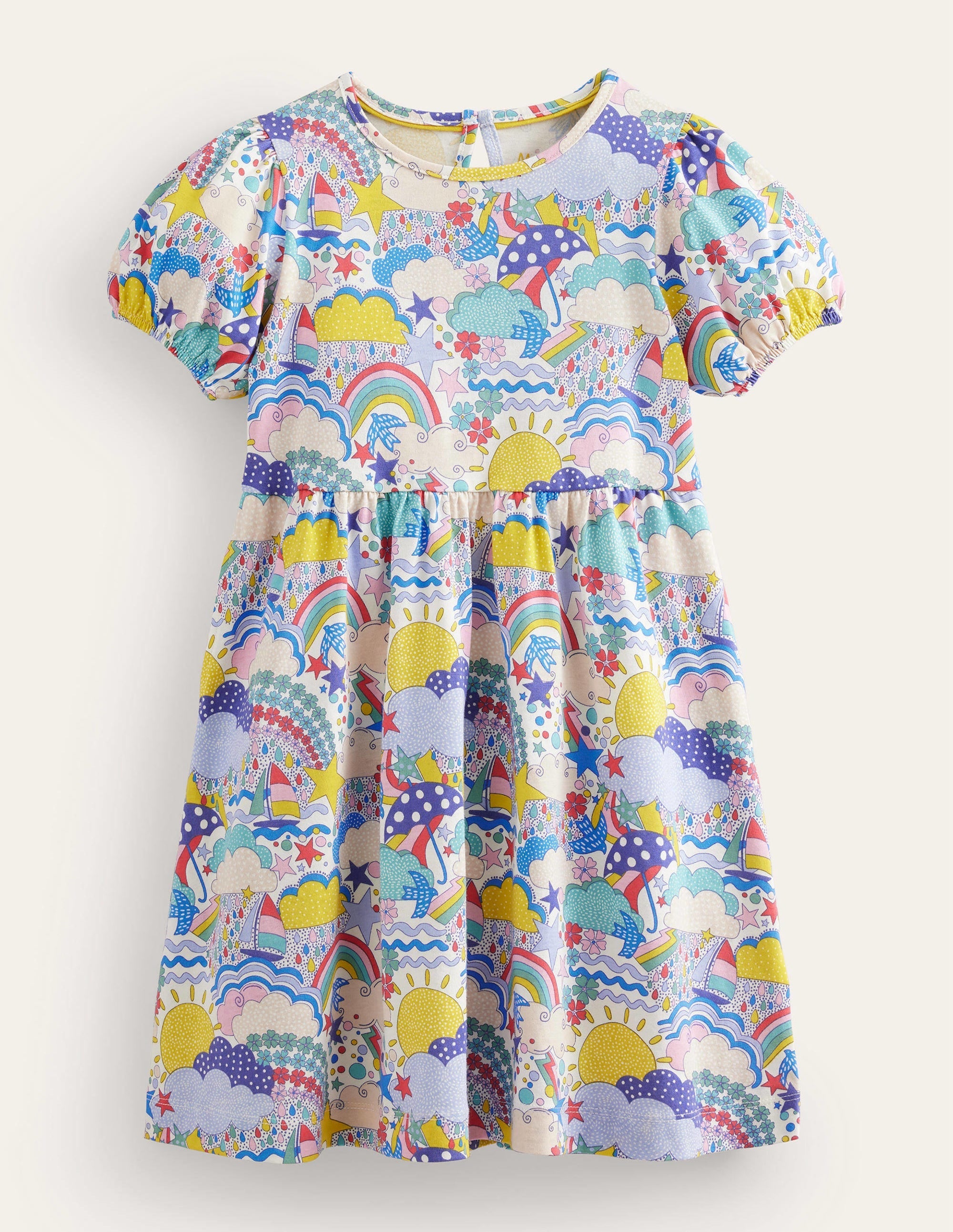 Puff Sleeve Jersey Dress-Multi Weather - Image 1