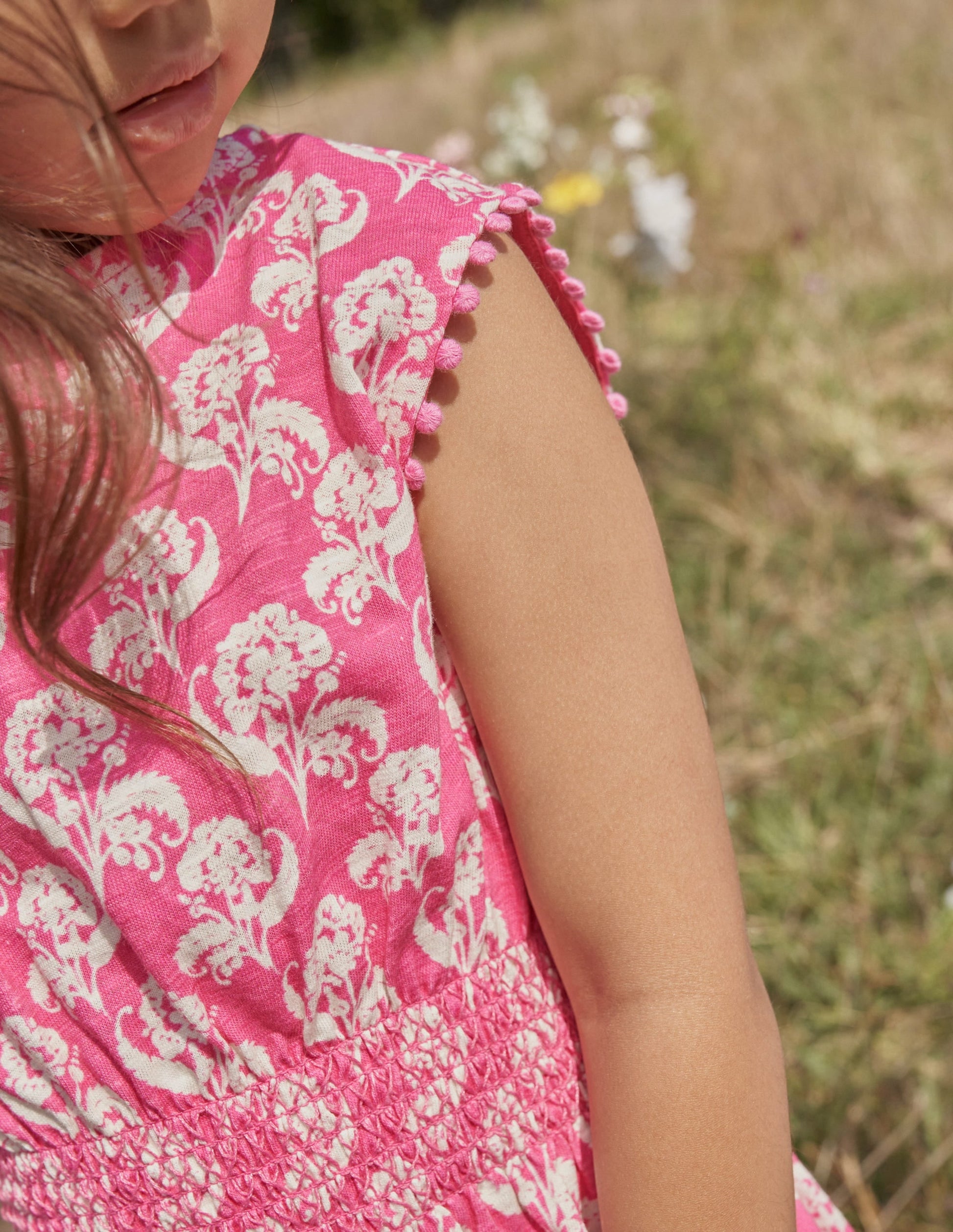 Printed Holiday Dress-Plum Blossom Floral Stamp-5