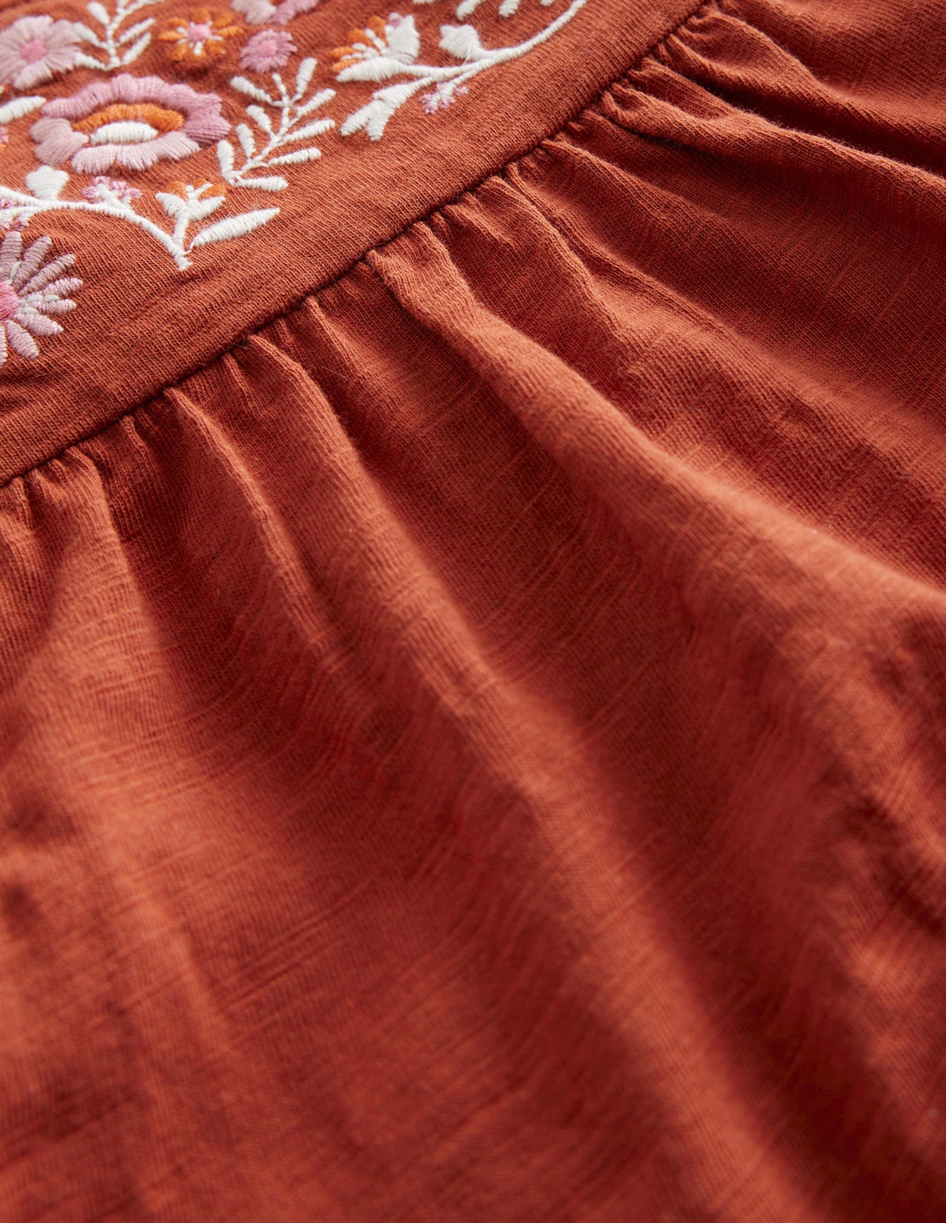 Embroidered Jersey Top-Roasted Chestnut Brown-3