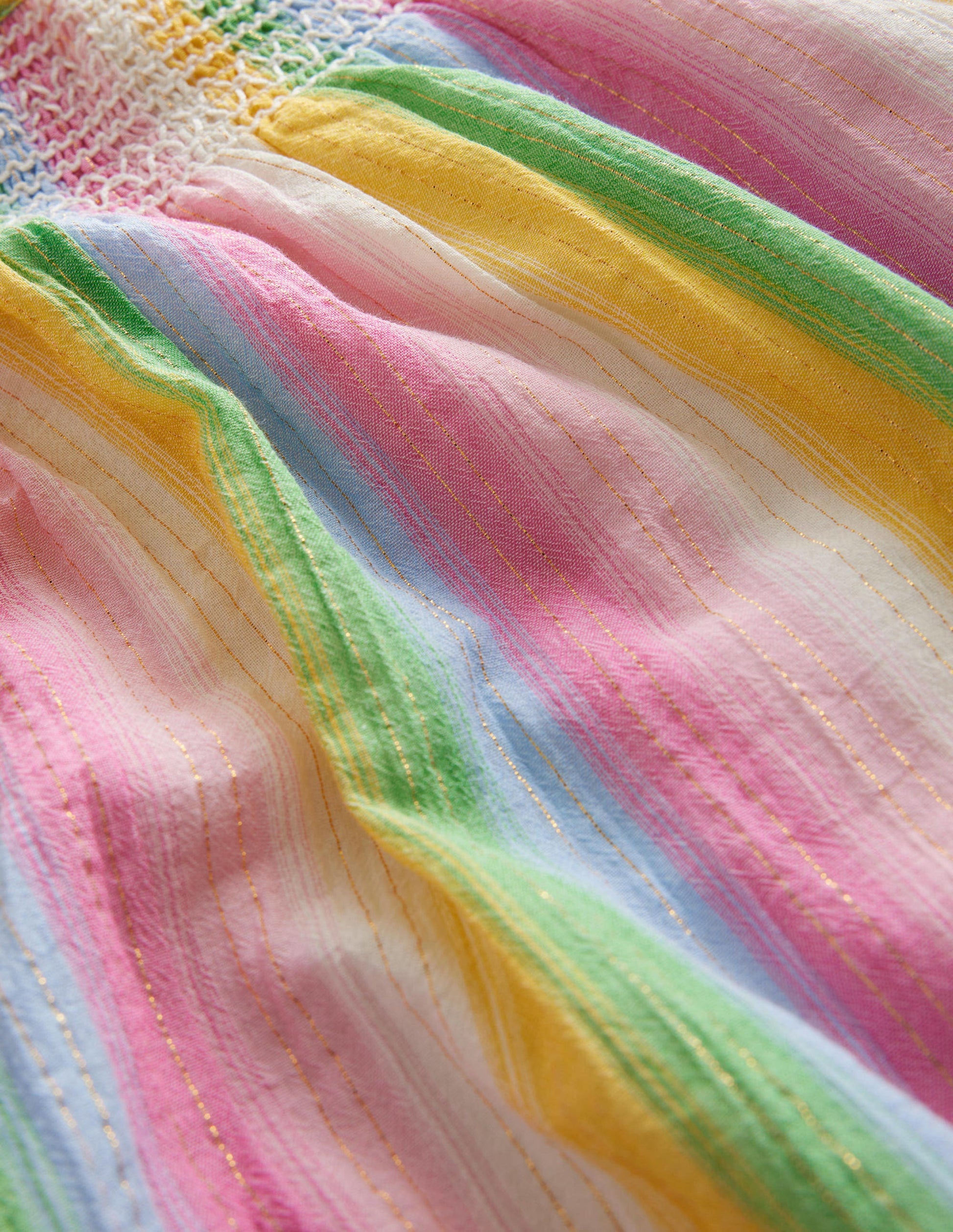 Woven Smocked Top-Rainbow Gradient Stripe-3