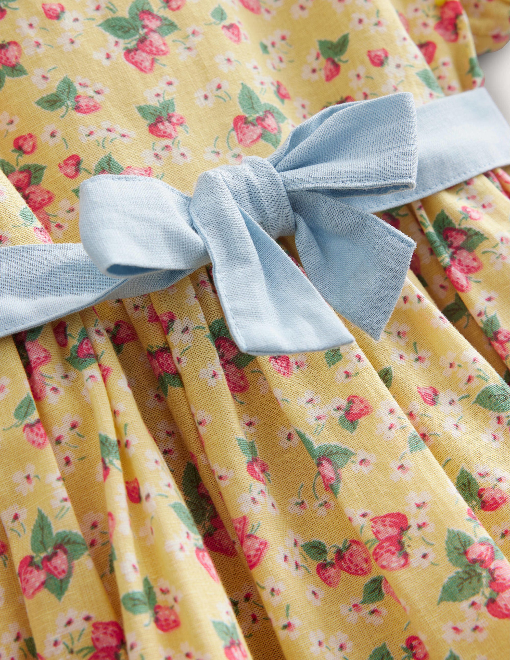 Cotton Linen Vintage Dress-Buttercup Strawberry Ditsy - Image 3