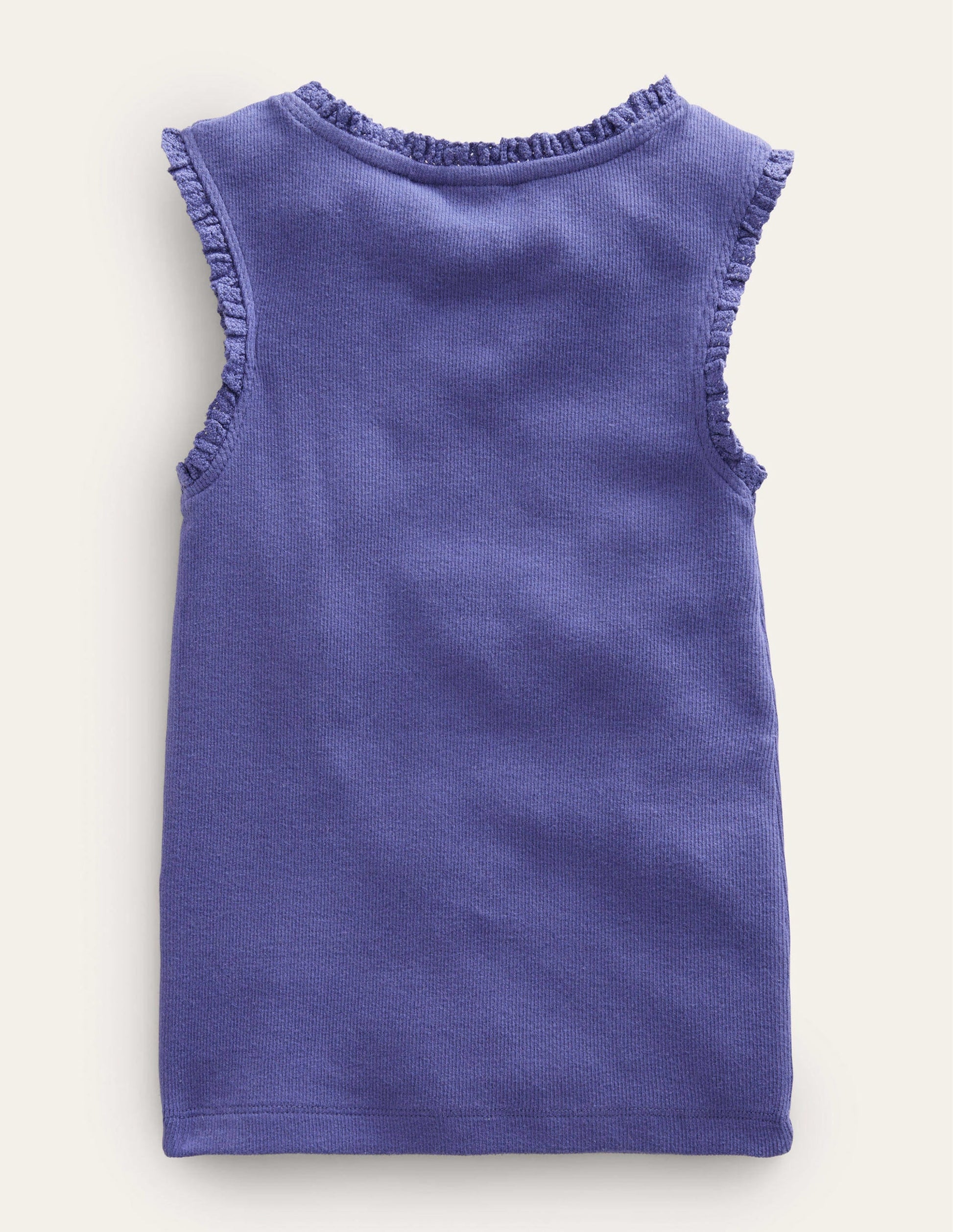Ribbed Lace Trim Vest-Soft Starboard Blue-2