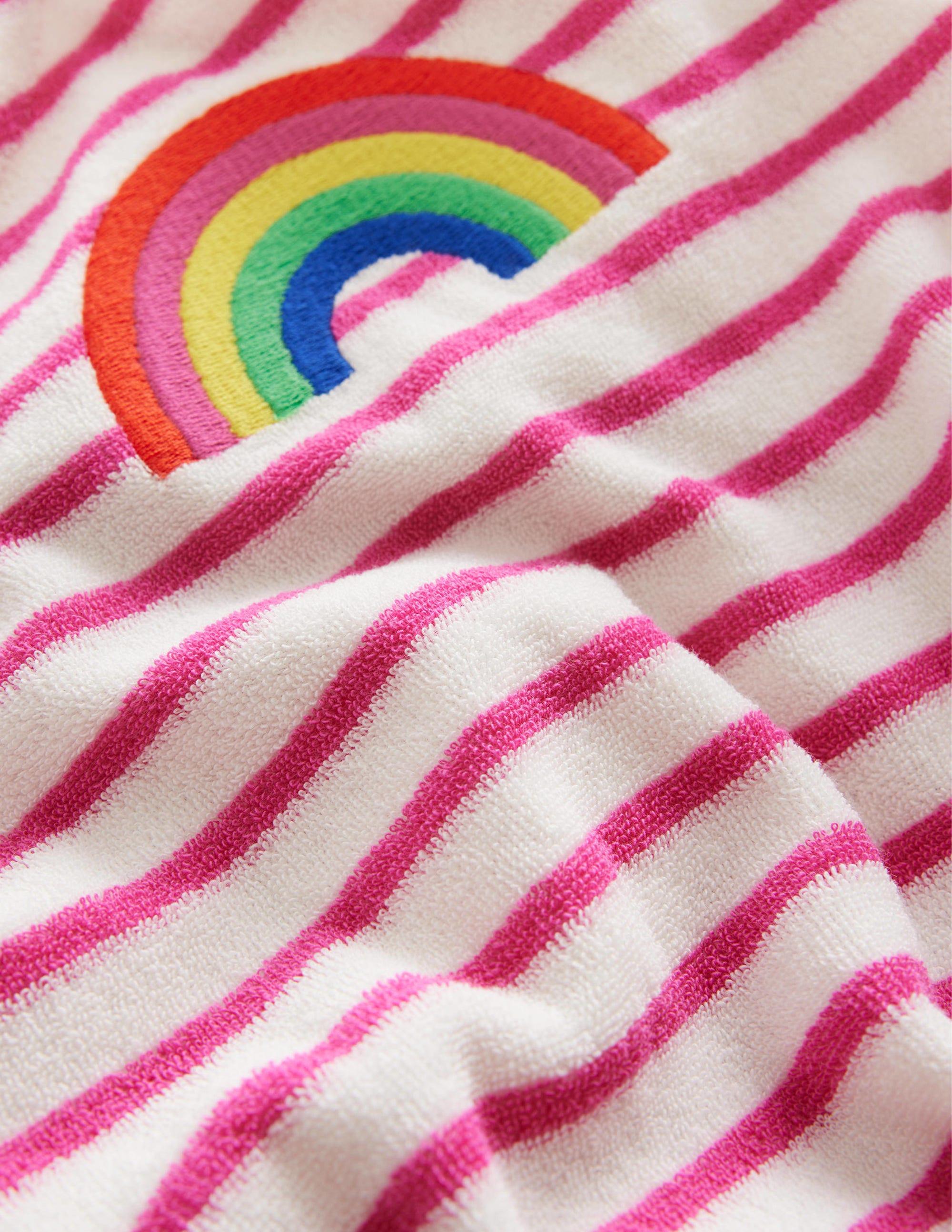 Embroidered Towelling Top-Tickled Pink/Ivory Rainbow - Image 3