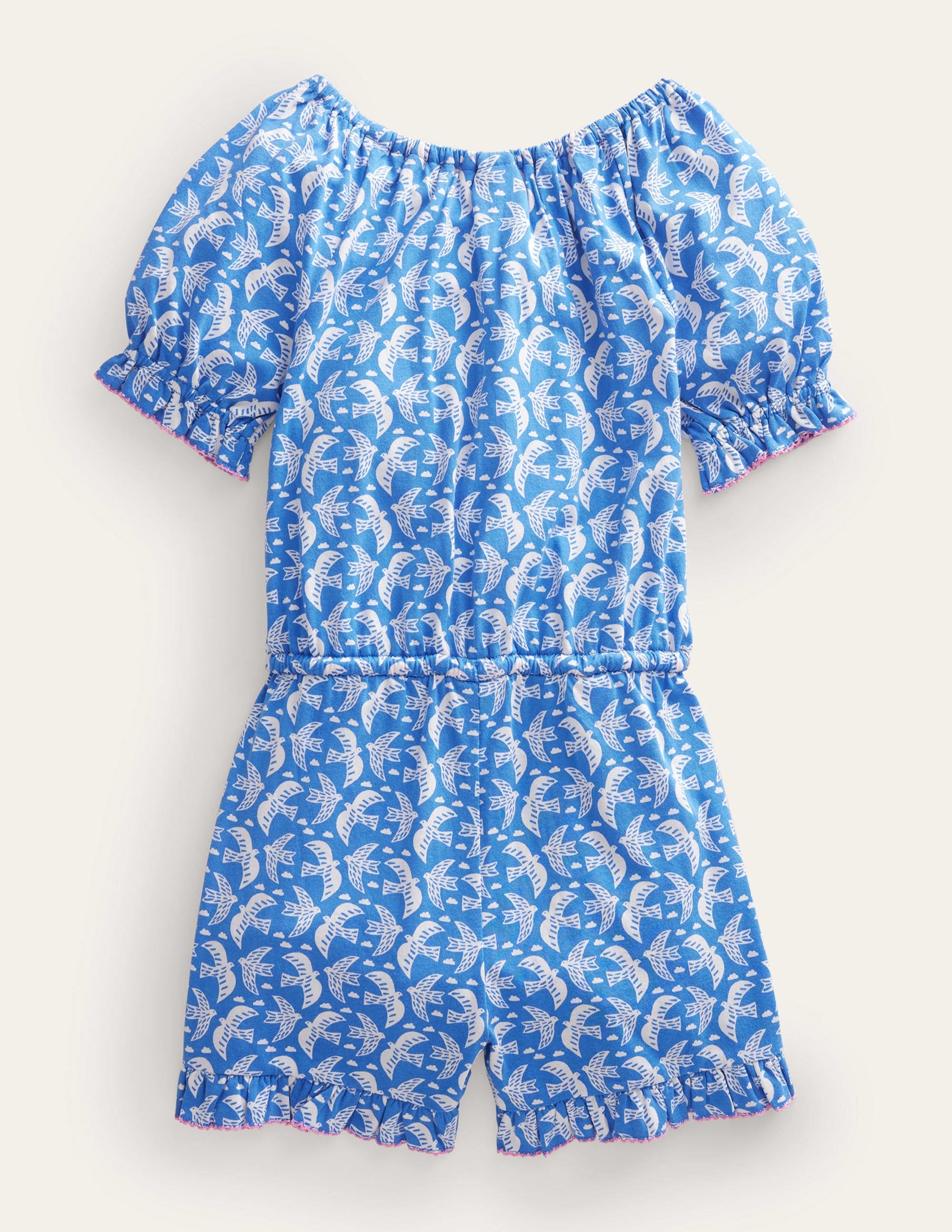 Printed Jersey Playsuit-Cabana Blue Birds - Image 2