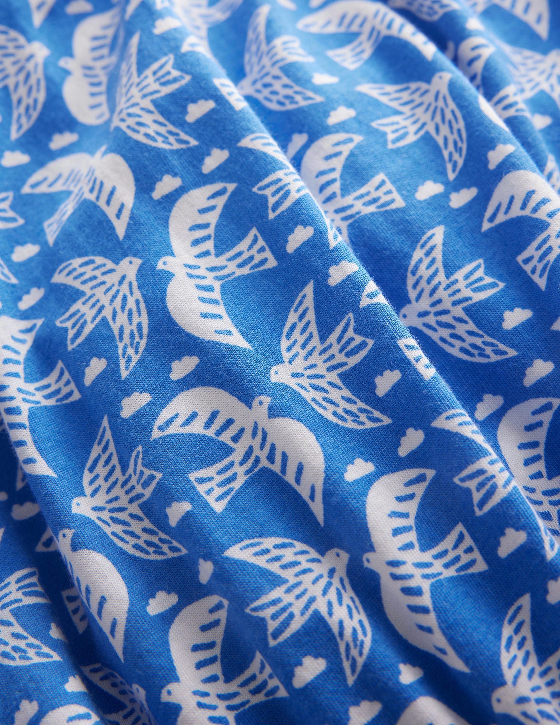 Printed Jersey Playsuit-Cabana Blue Birds-3