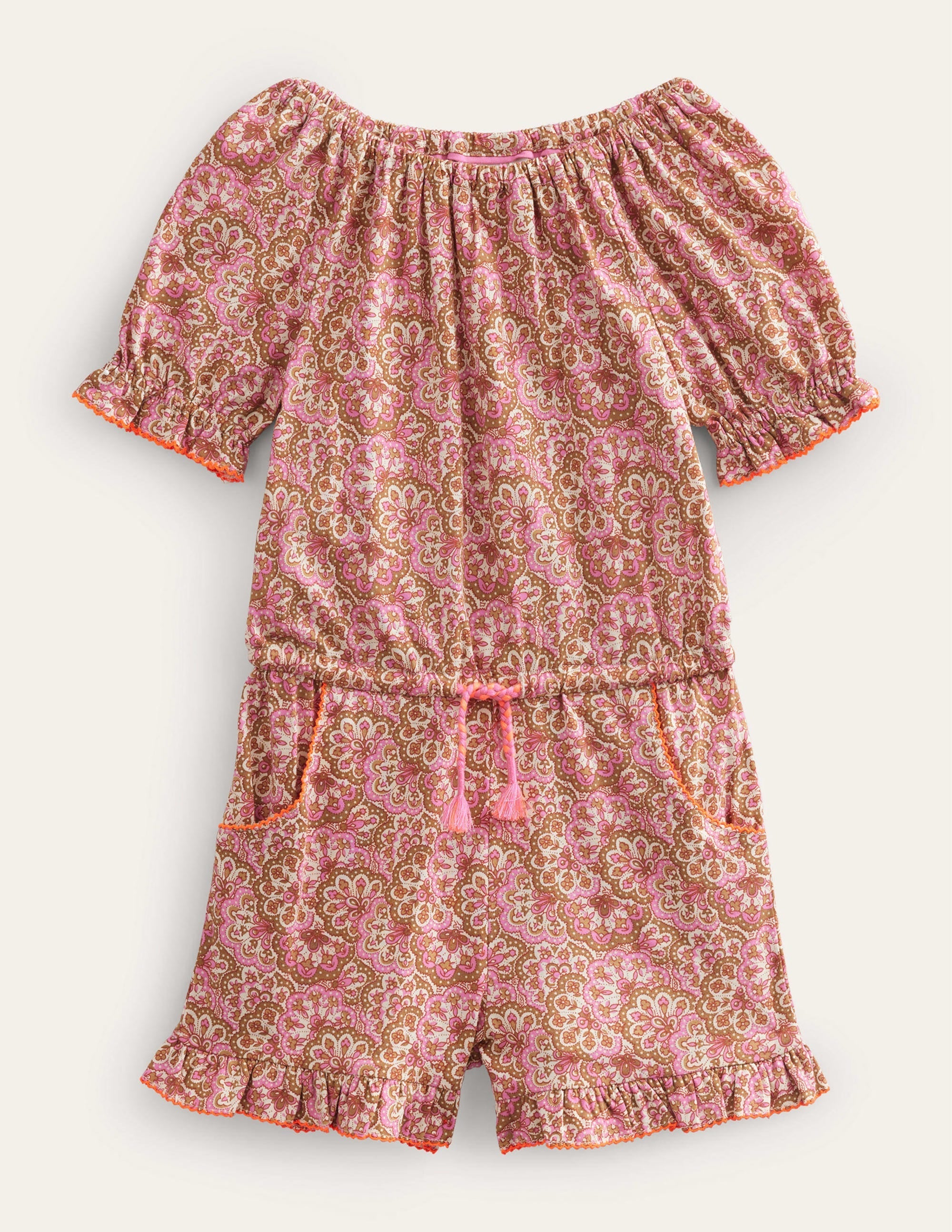 Printed Jersey Playsuit-Pink Blossom Paisley - Image 1