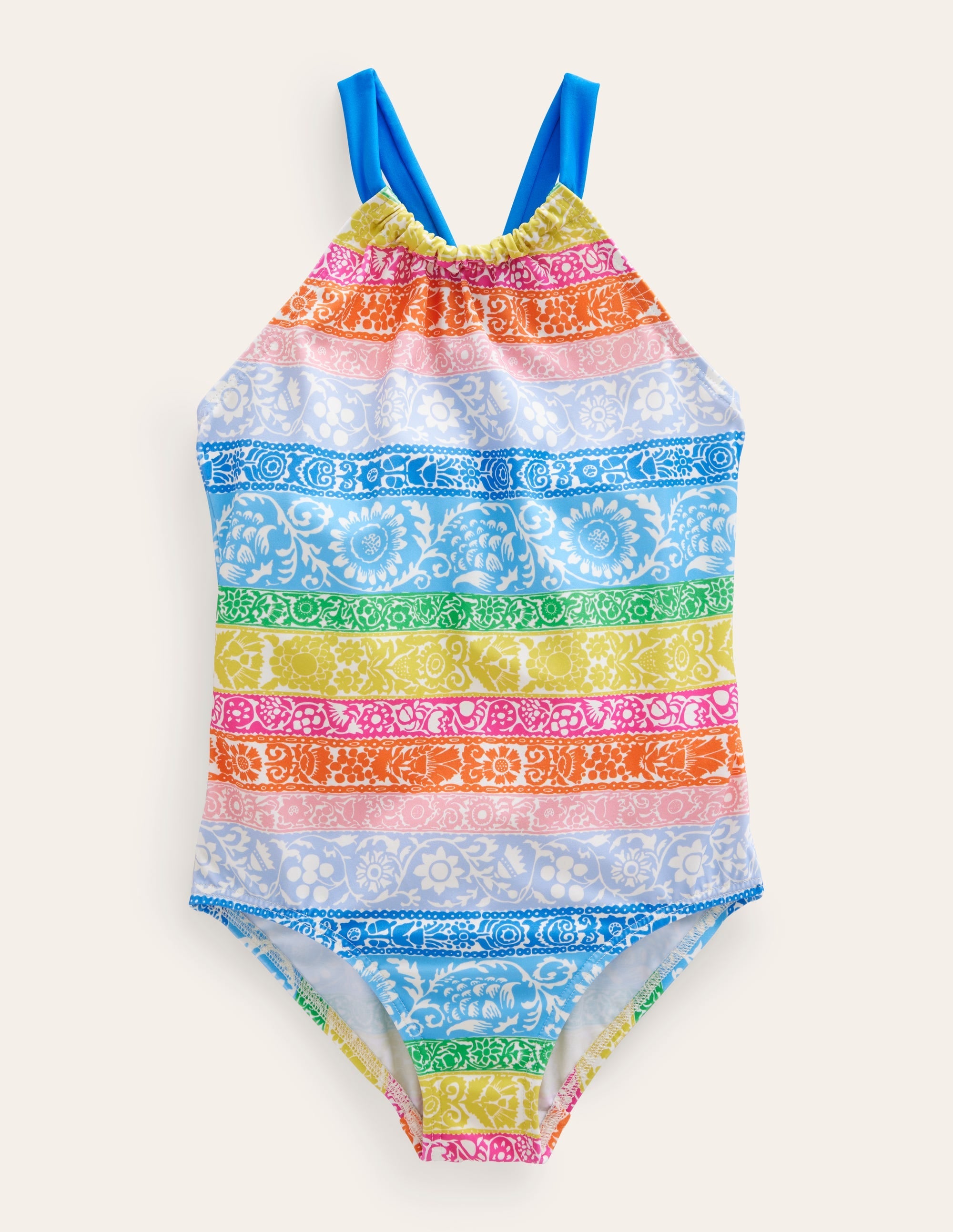 Loop Back Swimsuit-Ivory, Multi Wallpaper Stripe - Image 1