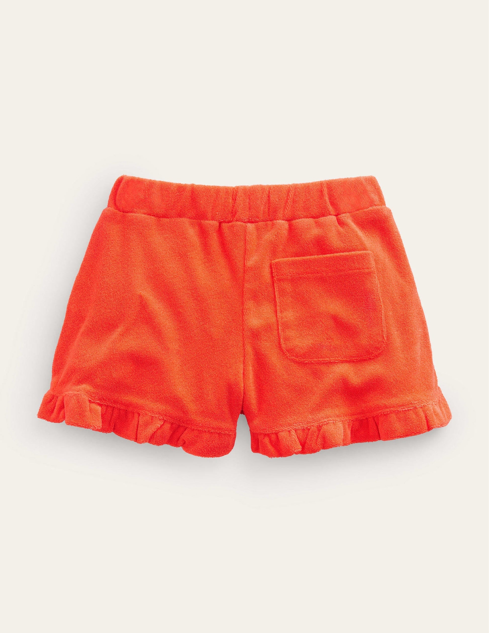 Frill Hem Towelling Shorts-Mandarin Orange-2