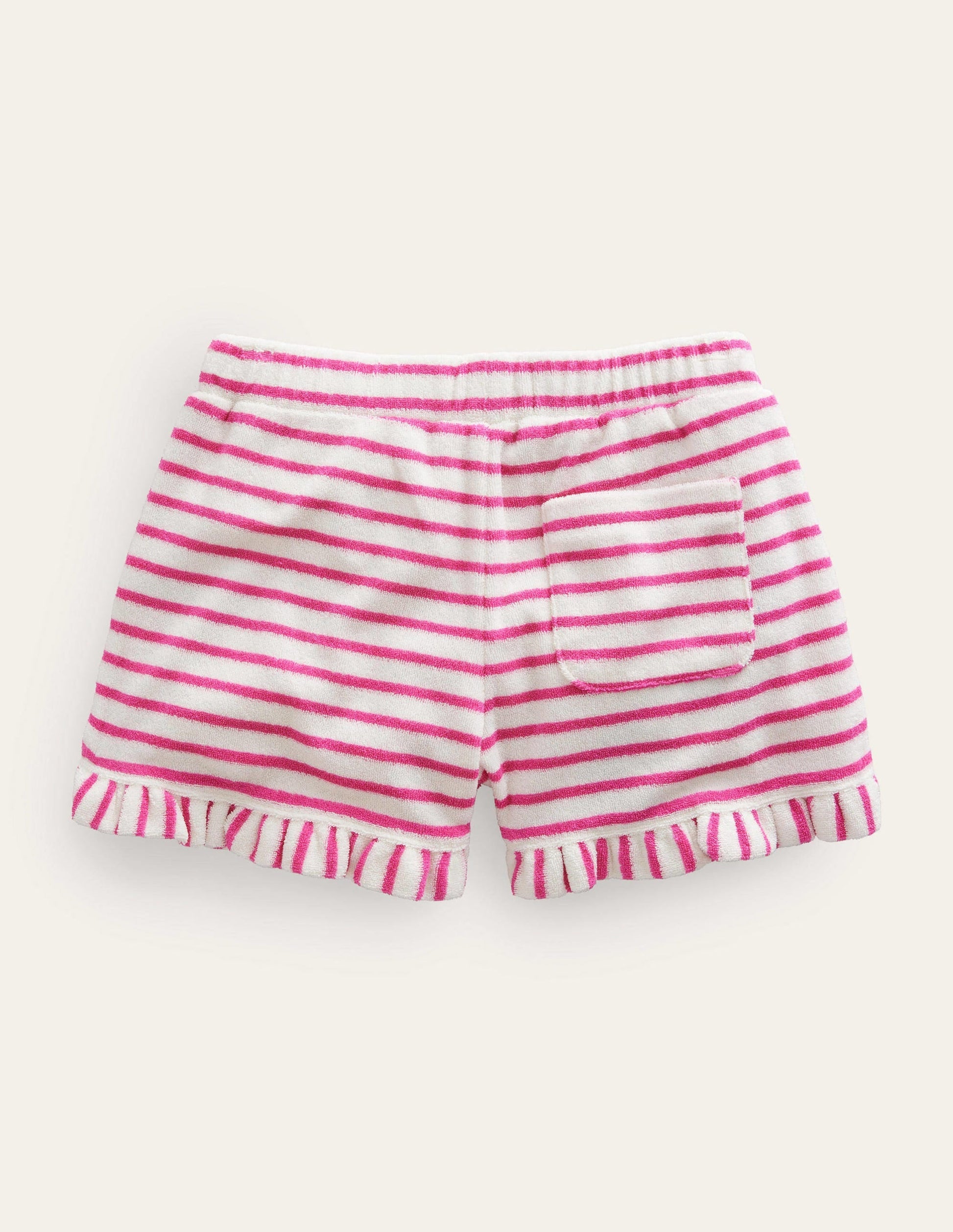 Frill Hem Towelling Shorts-Tickled Pink/Ivory-2