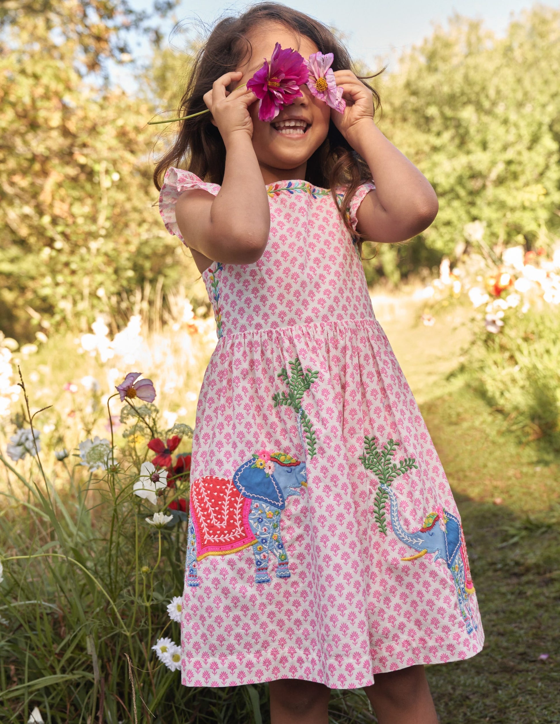 Appliqué Woven Dress-Plum Blossom Woodblock-4