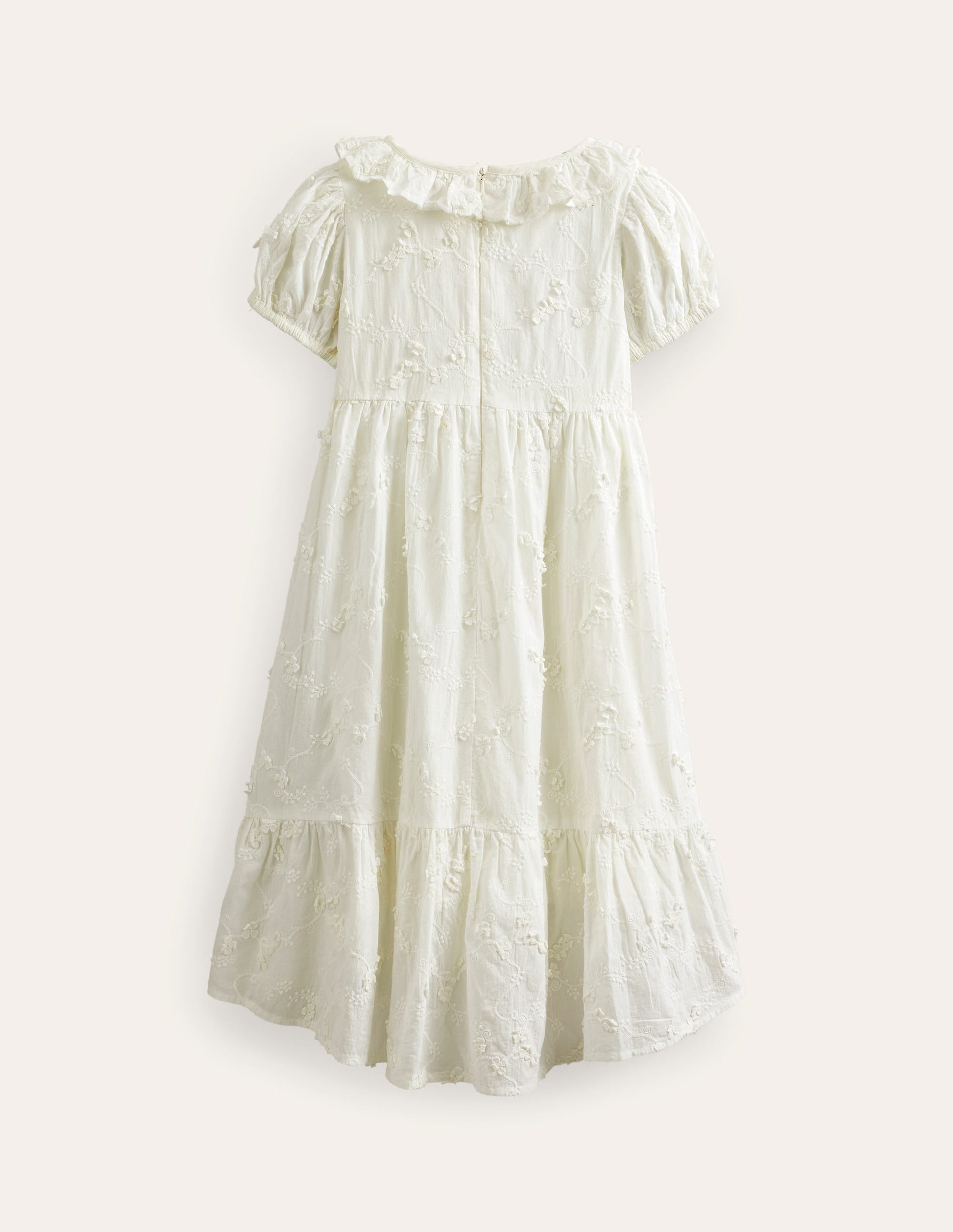 Dip Hem Broderie Dress-Ivory-2