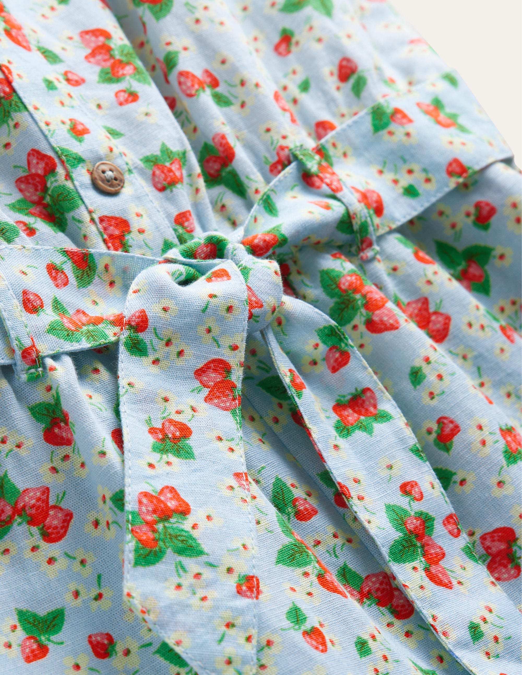 Linen-Cotton Ruffle Playsuit-Surf Strawberry Ditsy - Image 3