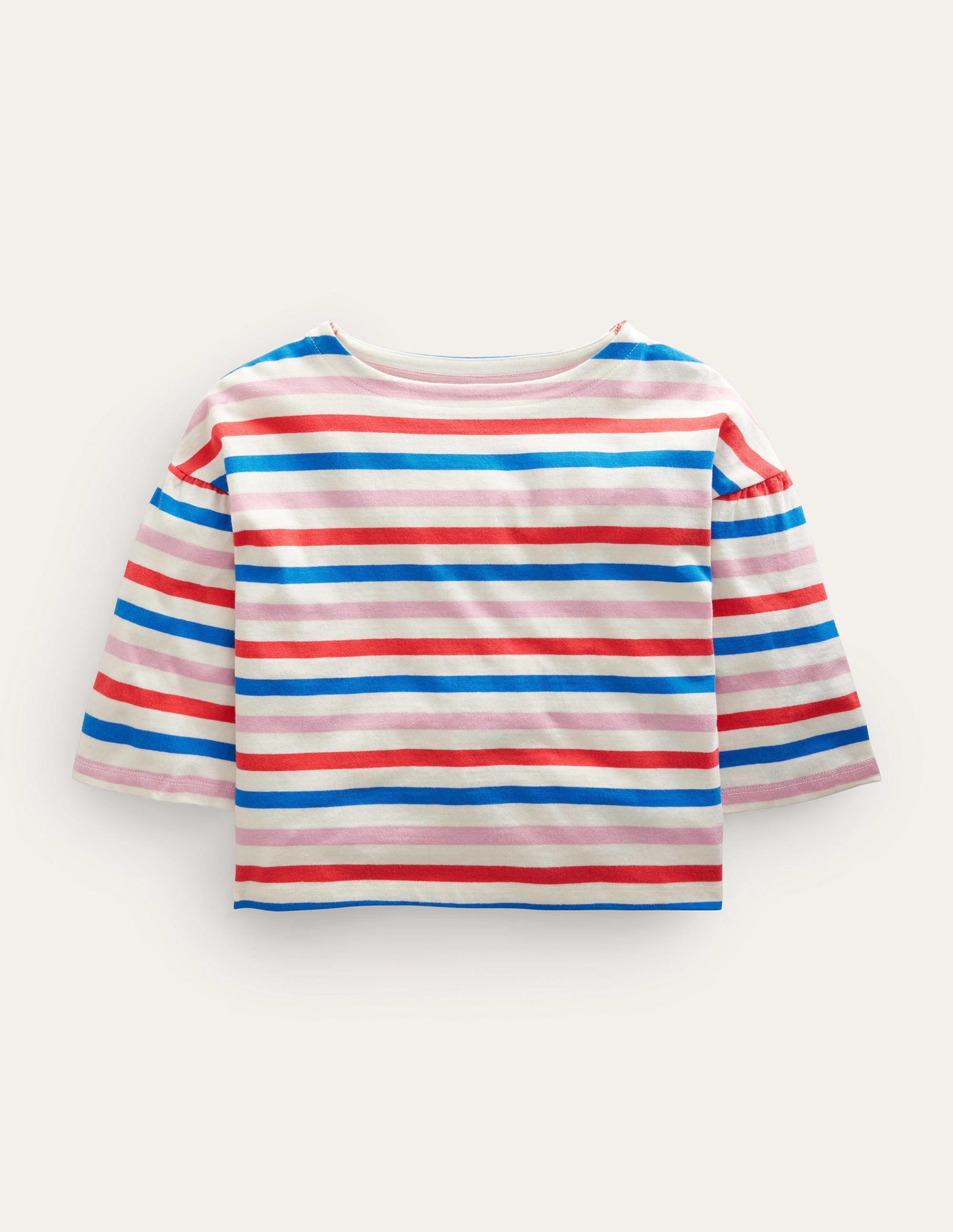 Boat Neck T-Shirt-Strawberry Tart Red/Lilac Pink - Image 1
