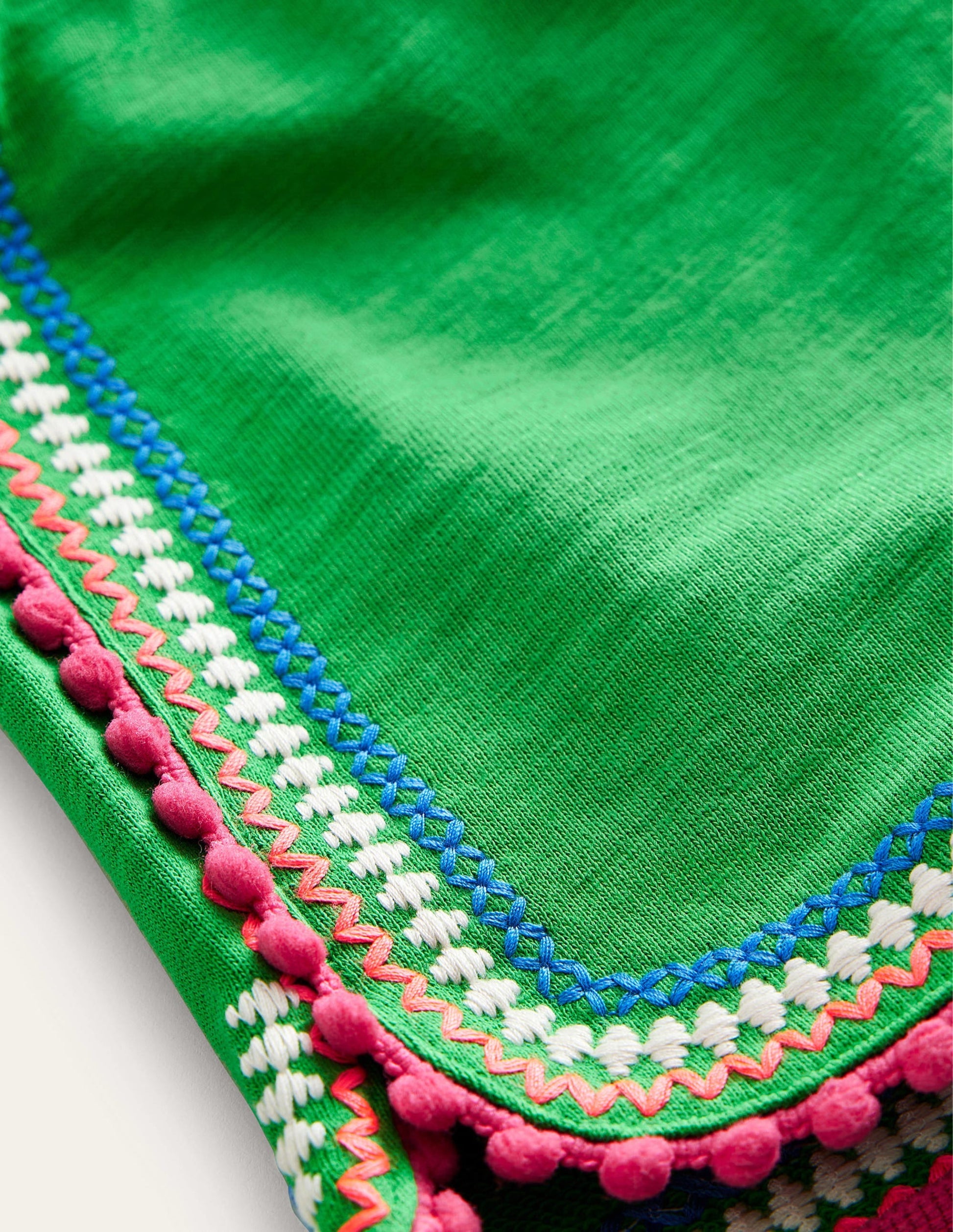 Pom Trim Jersey Shorts-Bright Green-3