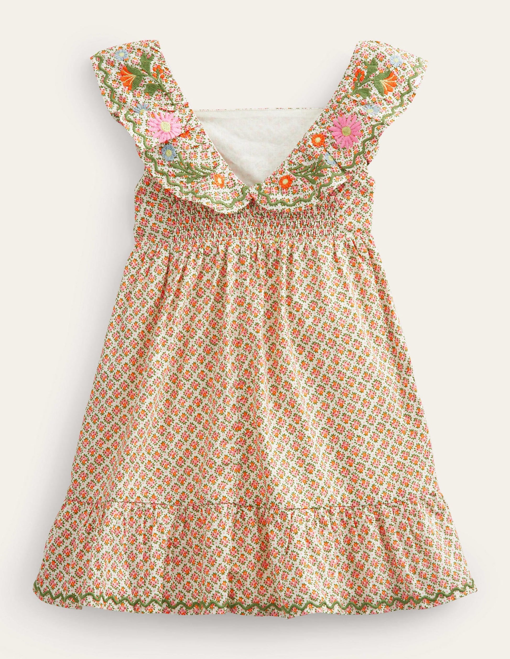 Embroidered Pinafore Dress-Vanilla Pod Flower-2