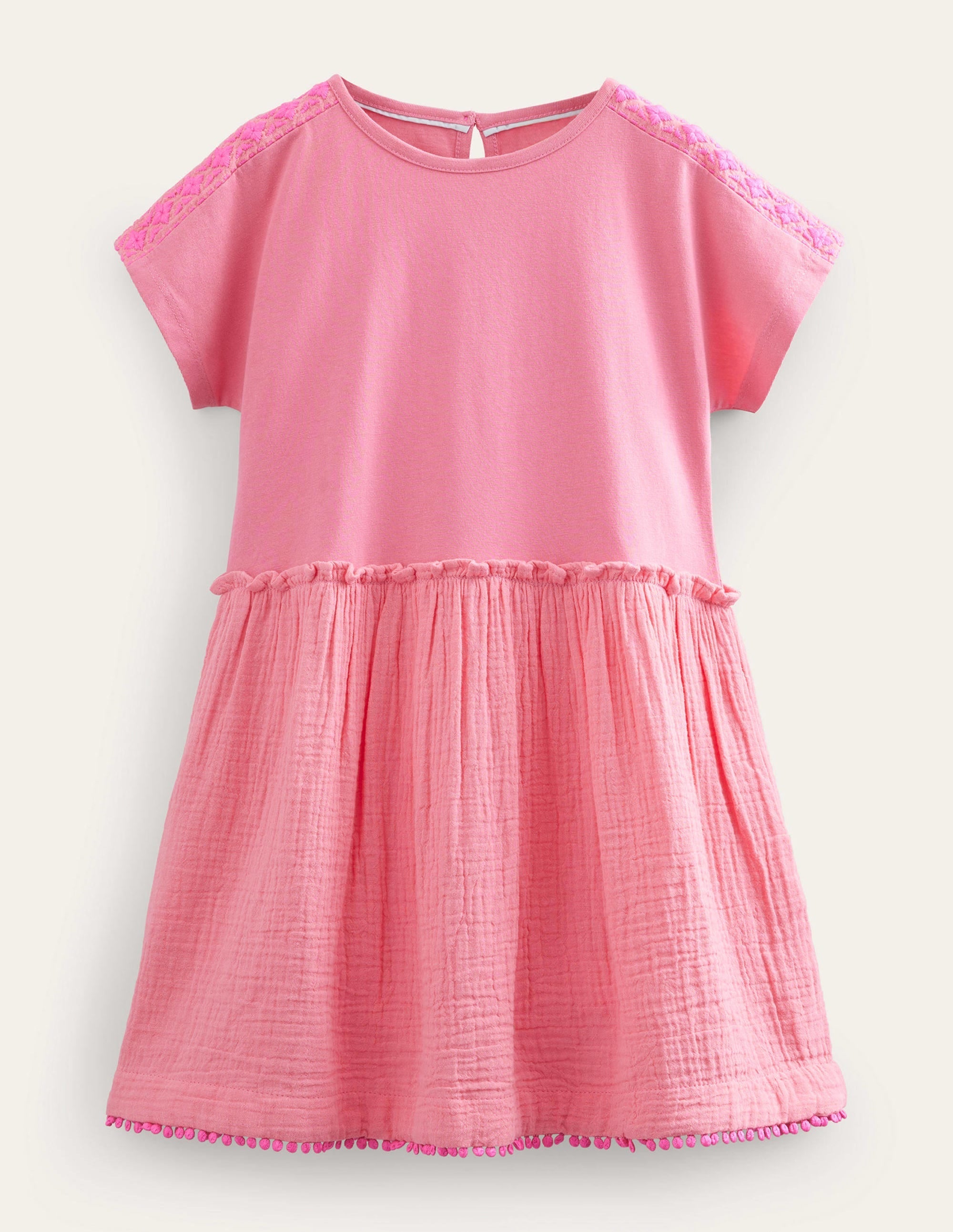 Woven Mix Texture Dress-Azalea Pink - Image 1