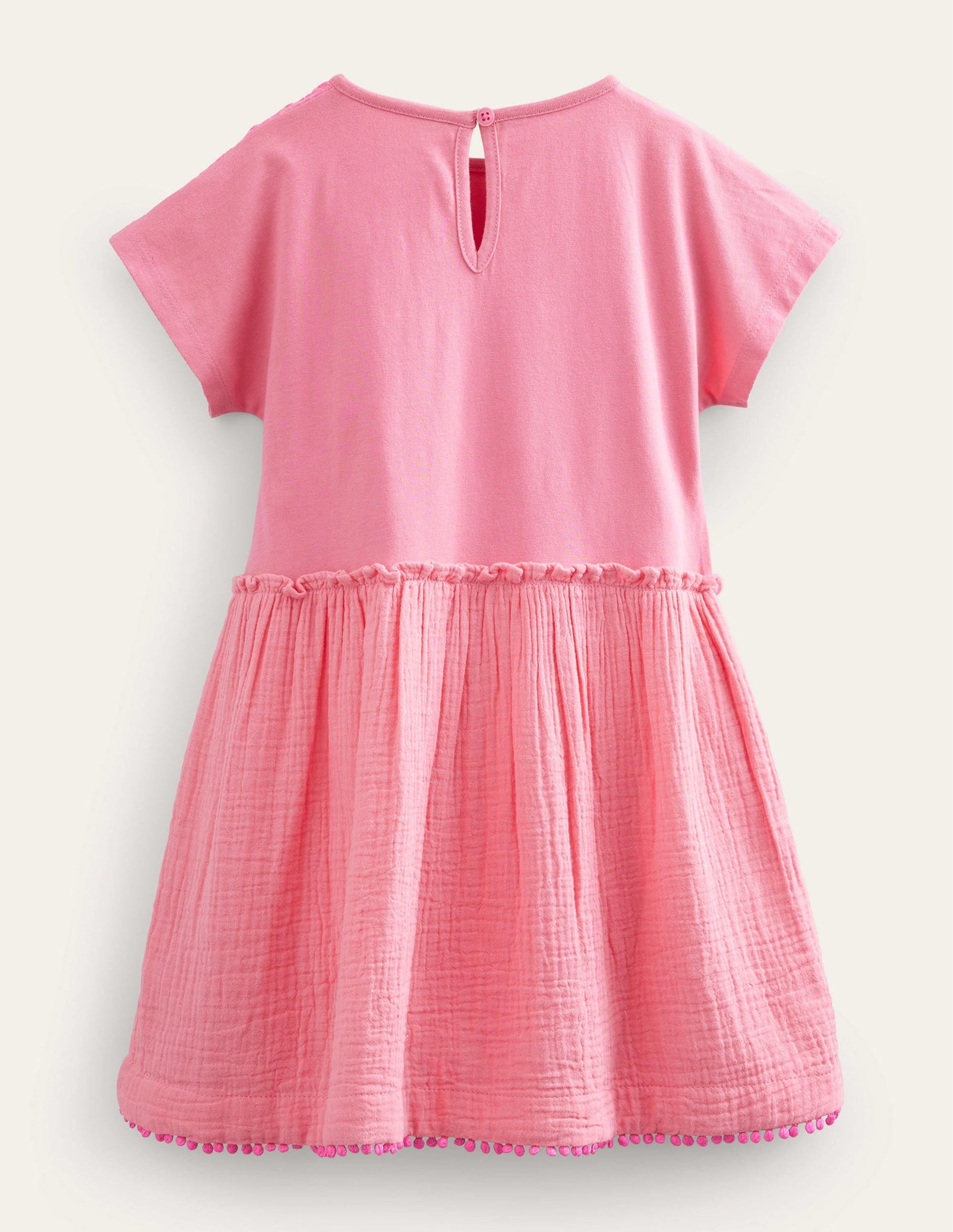 Woven Mix Texture Dress-Azalea Pink-2