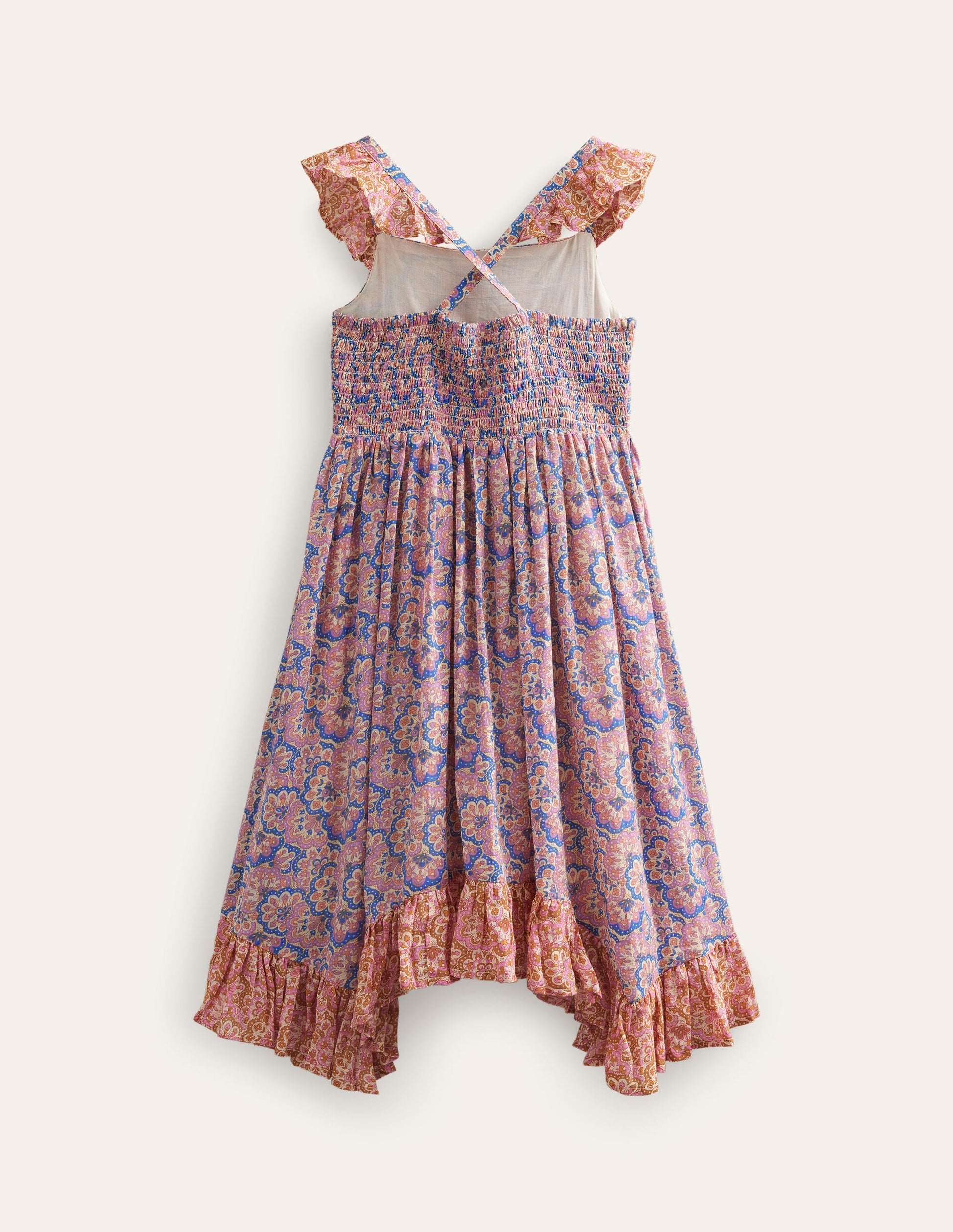 Handkerchief Hem Dress-Lupin and Peach Paisley-2