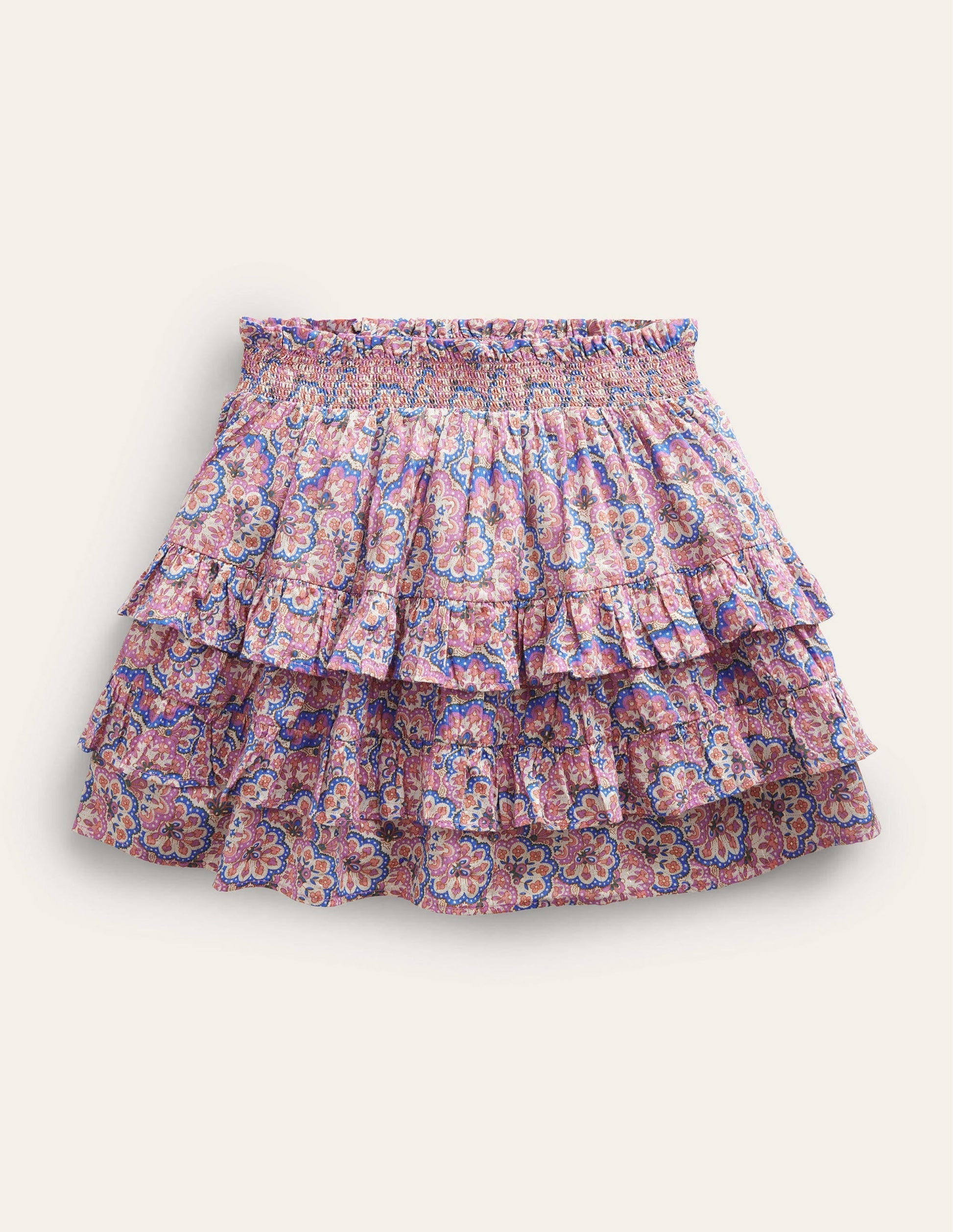 Ruffle Mini Skort-Lupin and Peach Paisley-1
