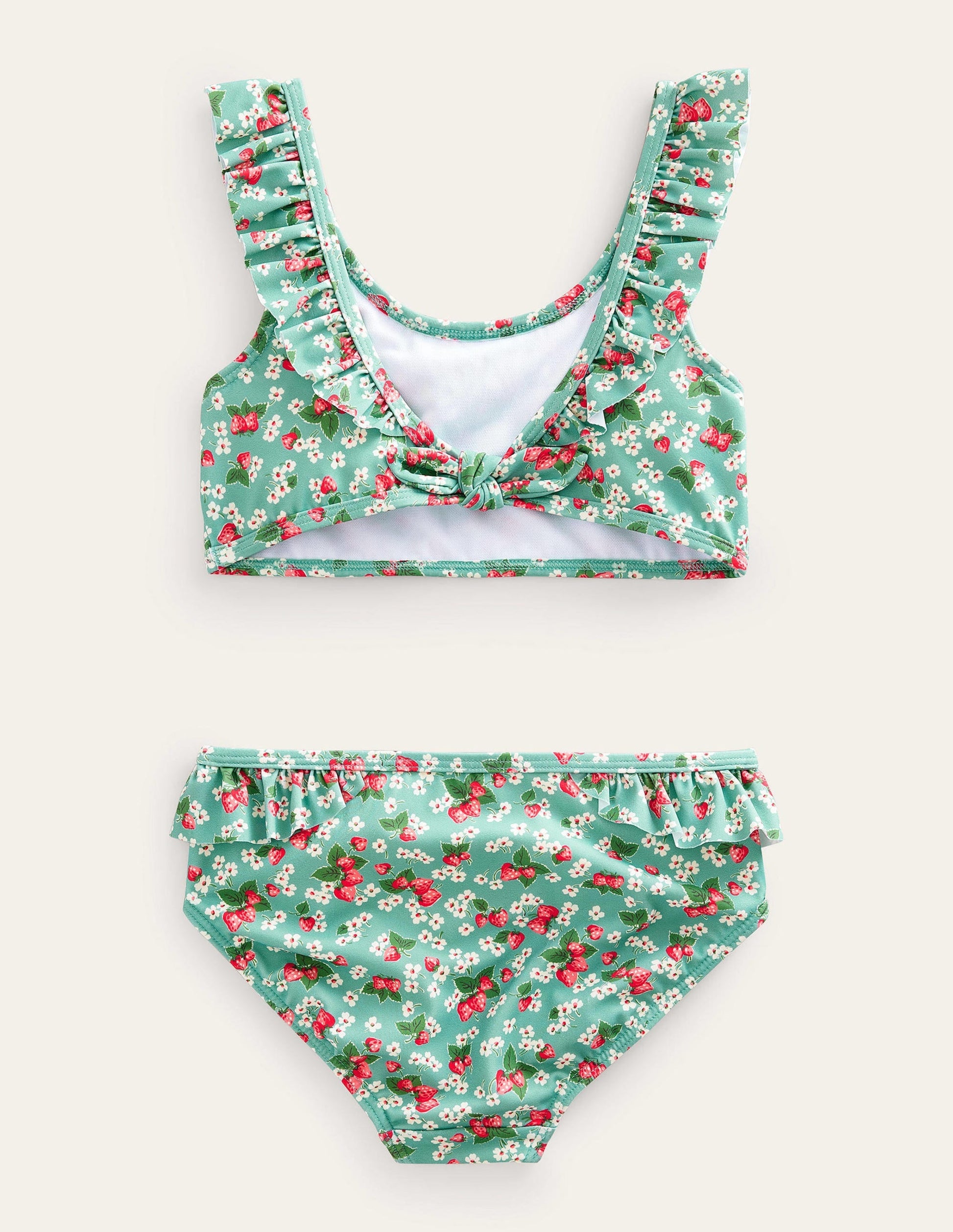 Tie Back Frilly Bikini-Aqua Sea Strawberry Ditsy-2