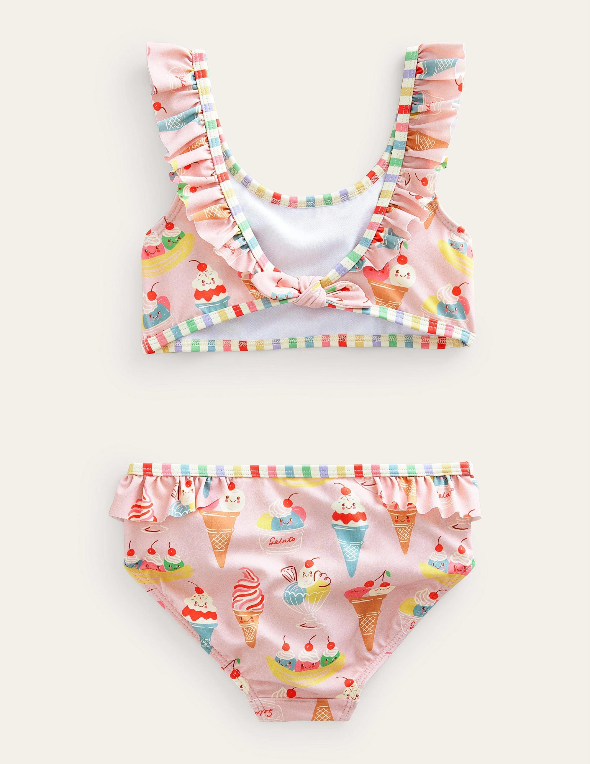 Tie Back Frilly Bikini-French Pink & Small Ice Cream - Image 2