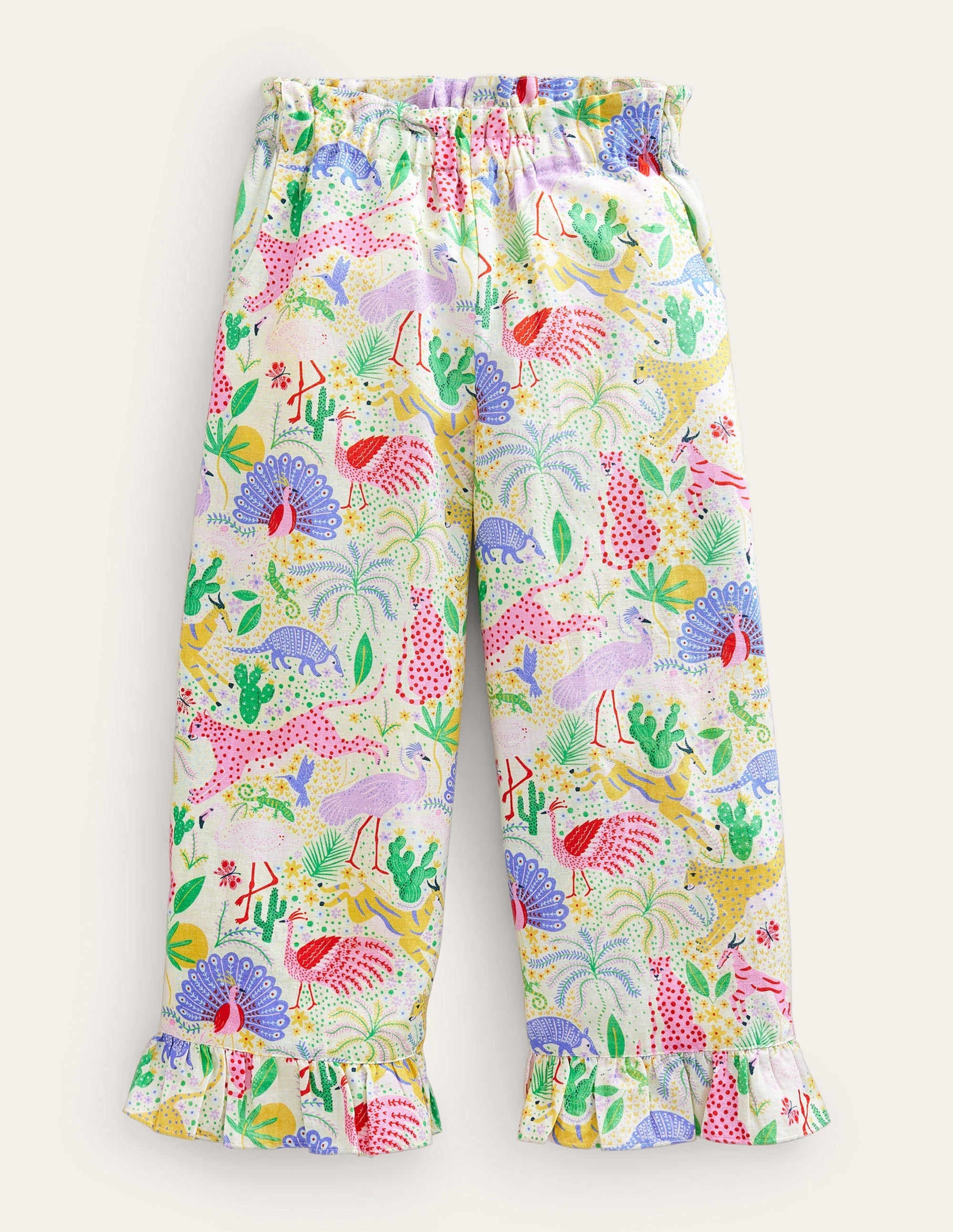 Frill Cuff Wide Leg Trousers-Multi Desert - Image 1