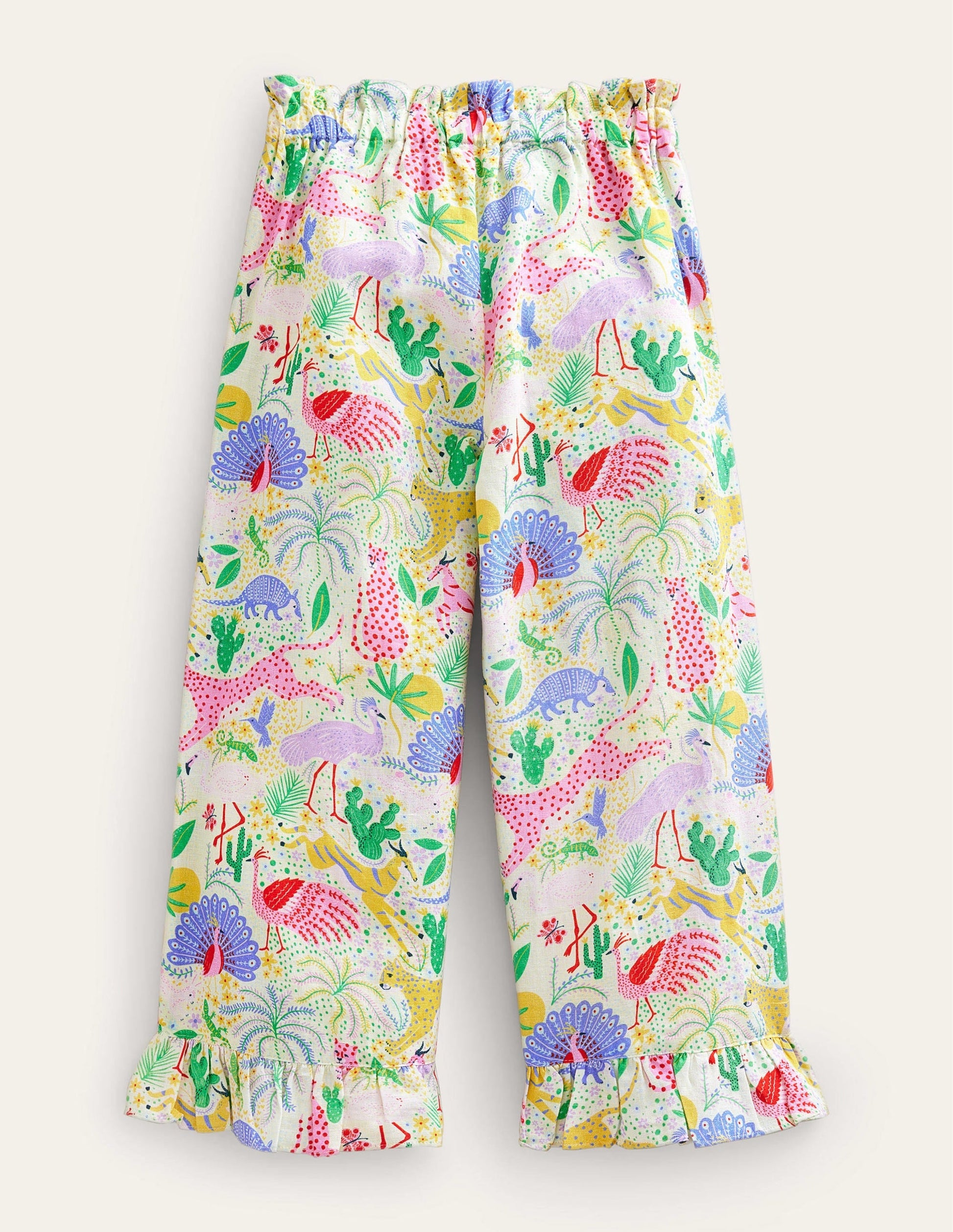 Frill Cuff Wide Leg Trousers-Multi Desert-2