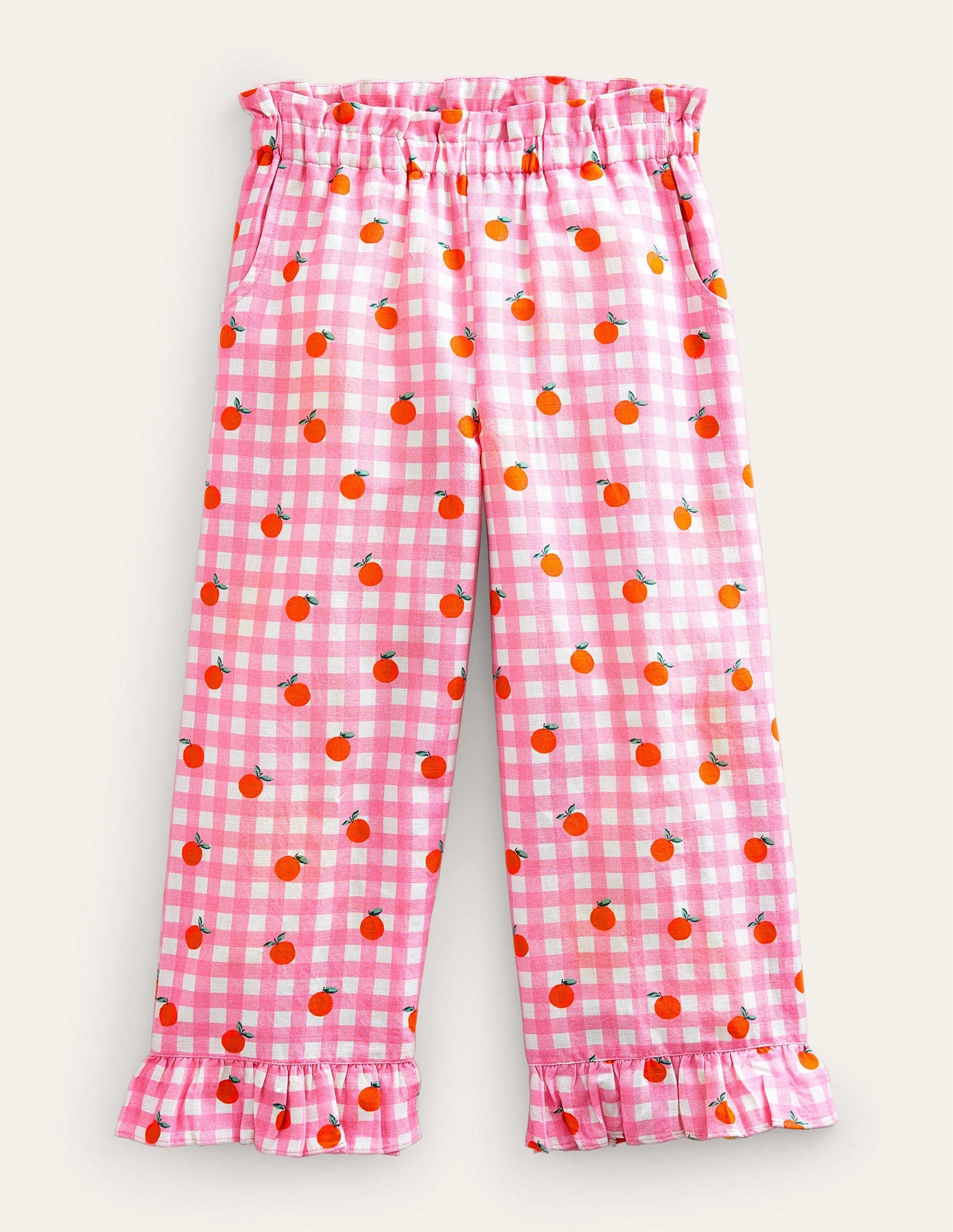 Frill Cuff Wide Leg Trousers-Azalea and Vanilla Oranges-1