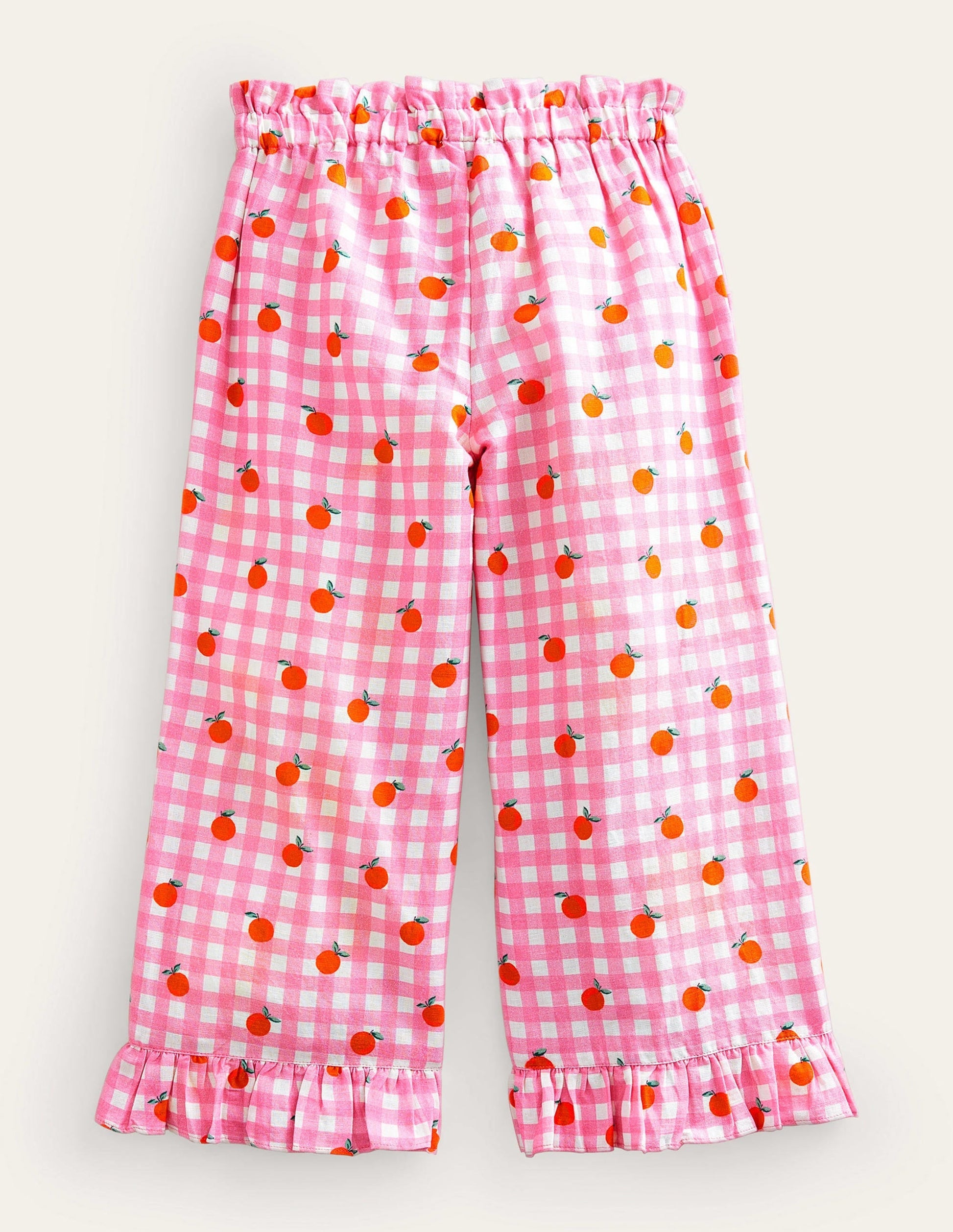 Frill Cuff Wide Leg Trousers-Azalea and Vanilla Oranges-2
