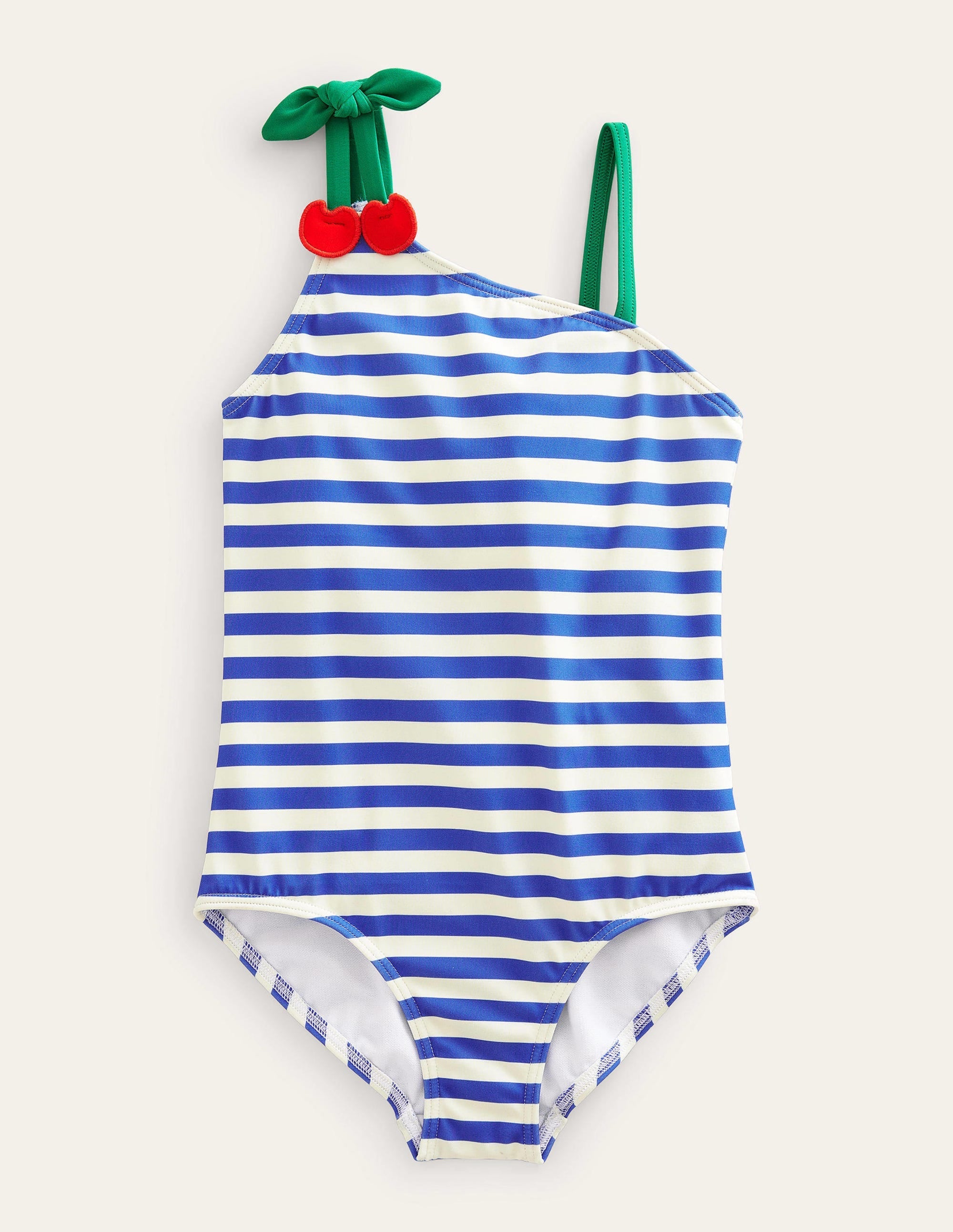 Cherry Strap Swimsuit-Cabana Blue and Ivory Stripe - Image 1