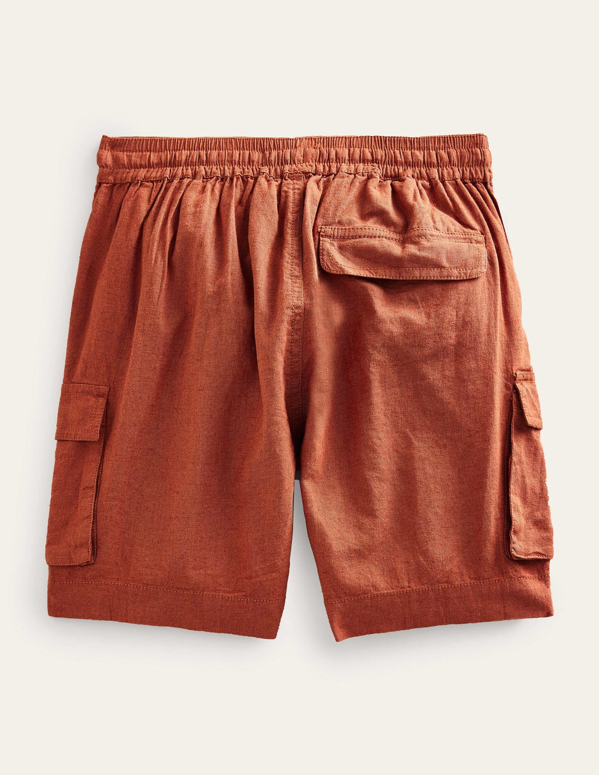 Linen Cotton Cargo Shorts-Roasted Chestnut-2