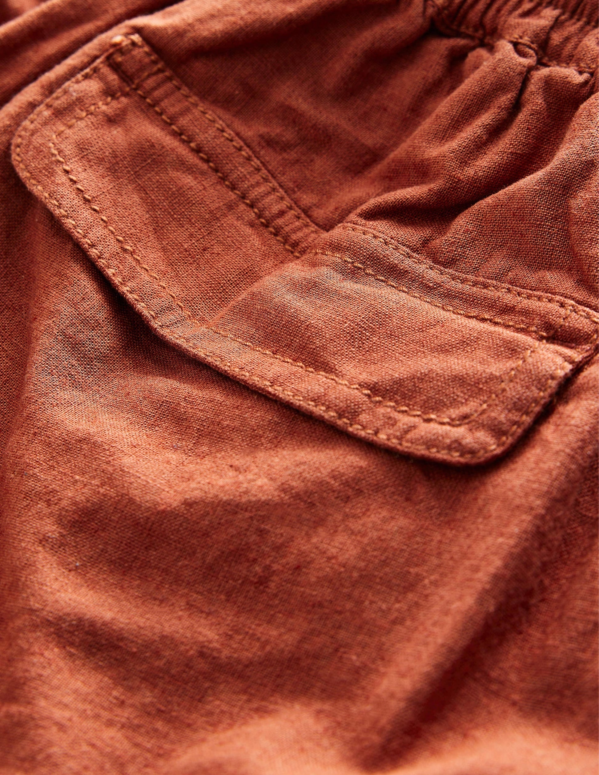 Linen Cotton Cargo Shorts-Roasted Chestnut-3