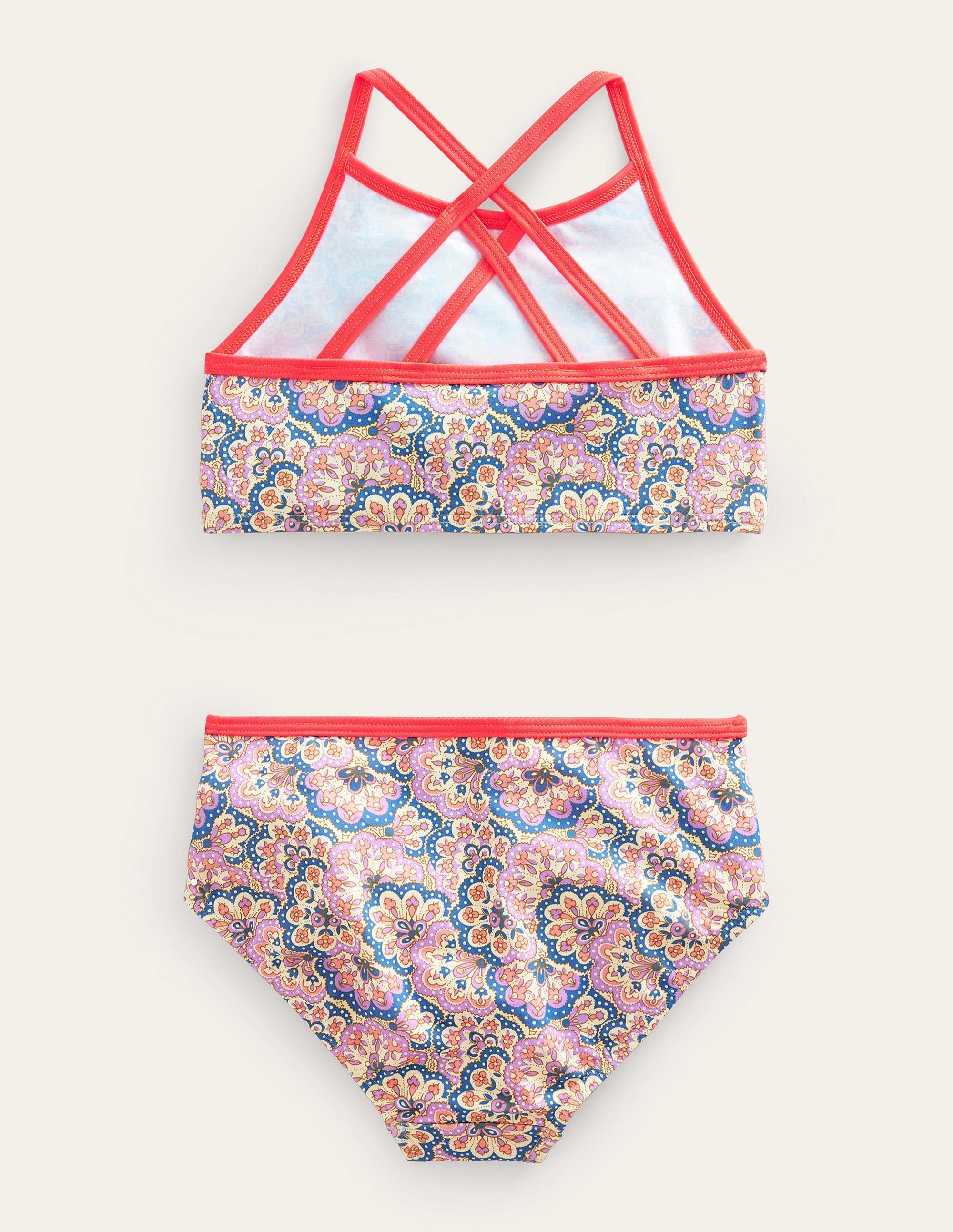 High Neck Bikini-Lupin and Peach Paisley - Image 2