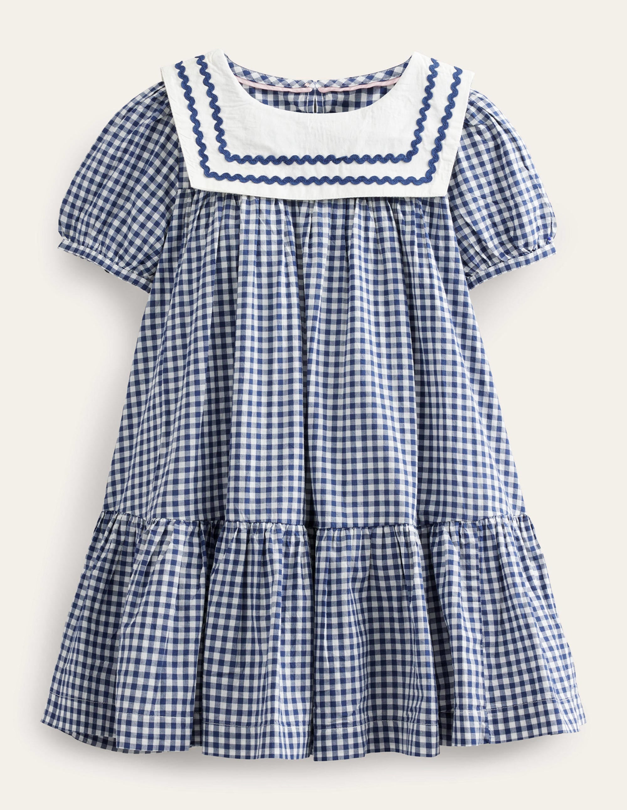 Woven Sailor Dress-College Navy Ivory Gingham - Image 1