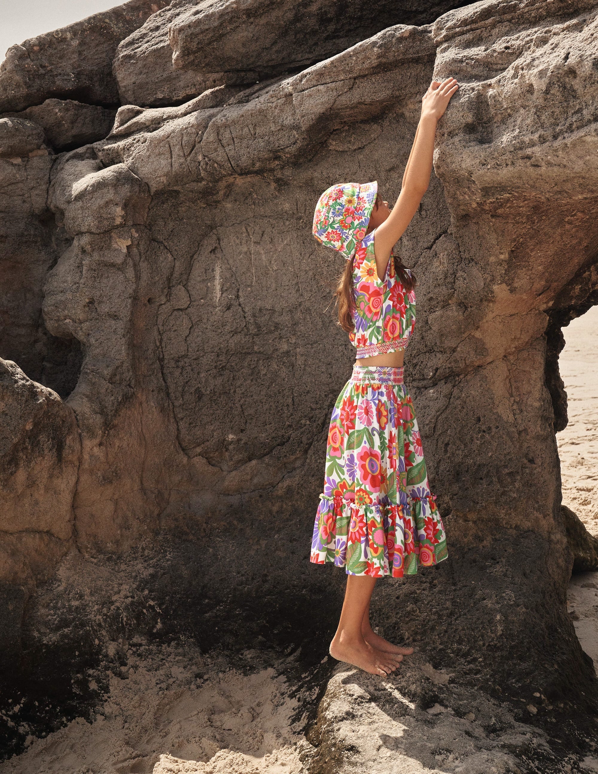 Square Neck Crop Top-Multi Festival Floral - Image 4