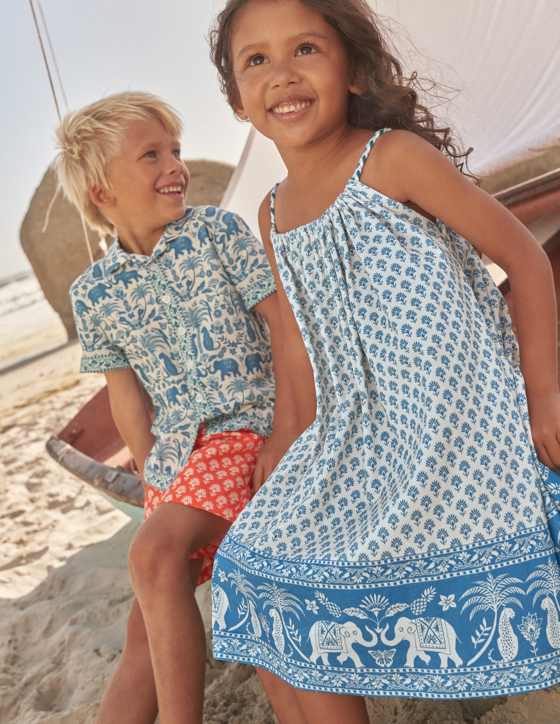 Plaited Jersey Strap Dress-Island Blue Goa Hem-4