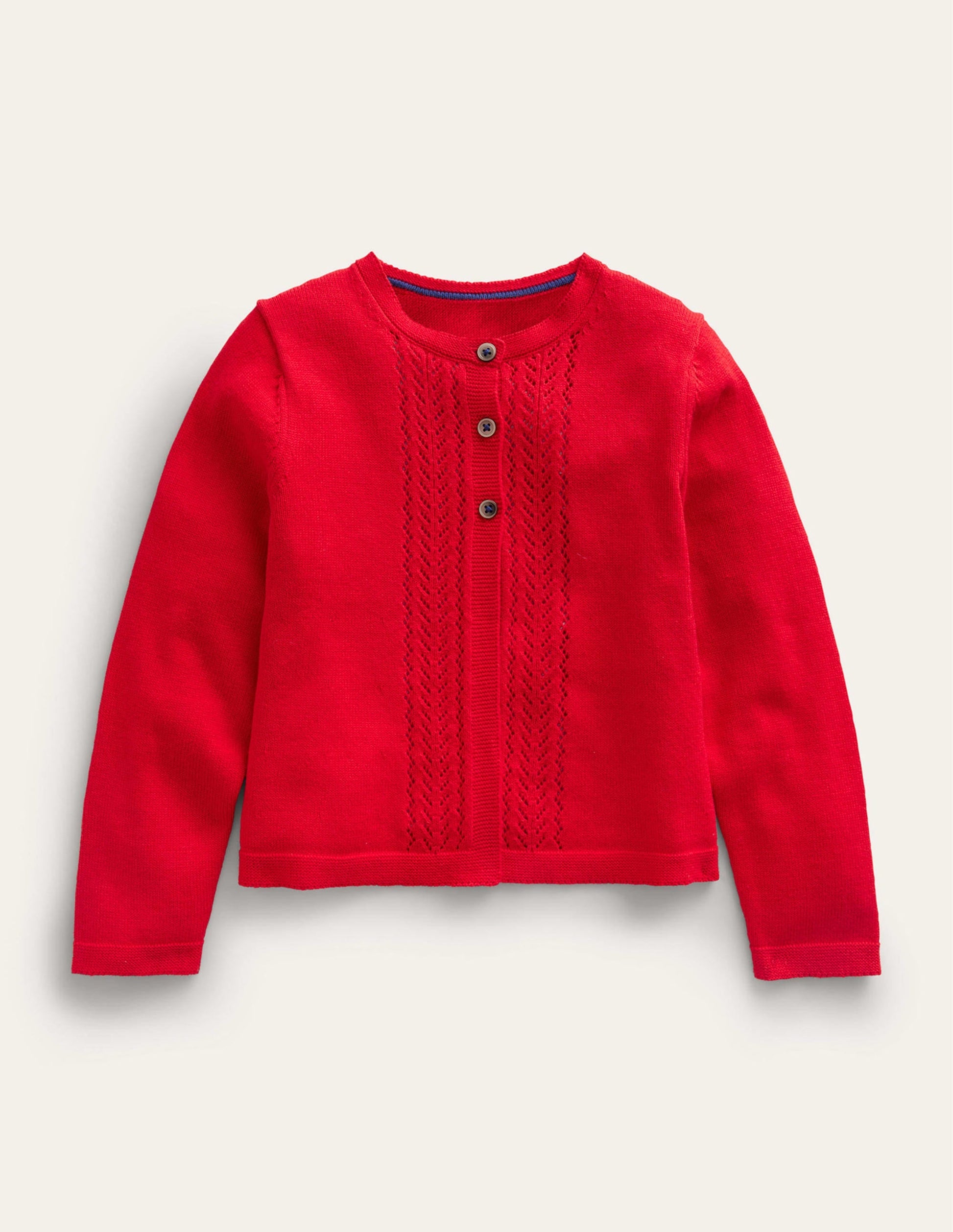 Pointelle Cotton Cardigan-Brilliant Red-1