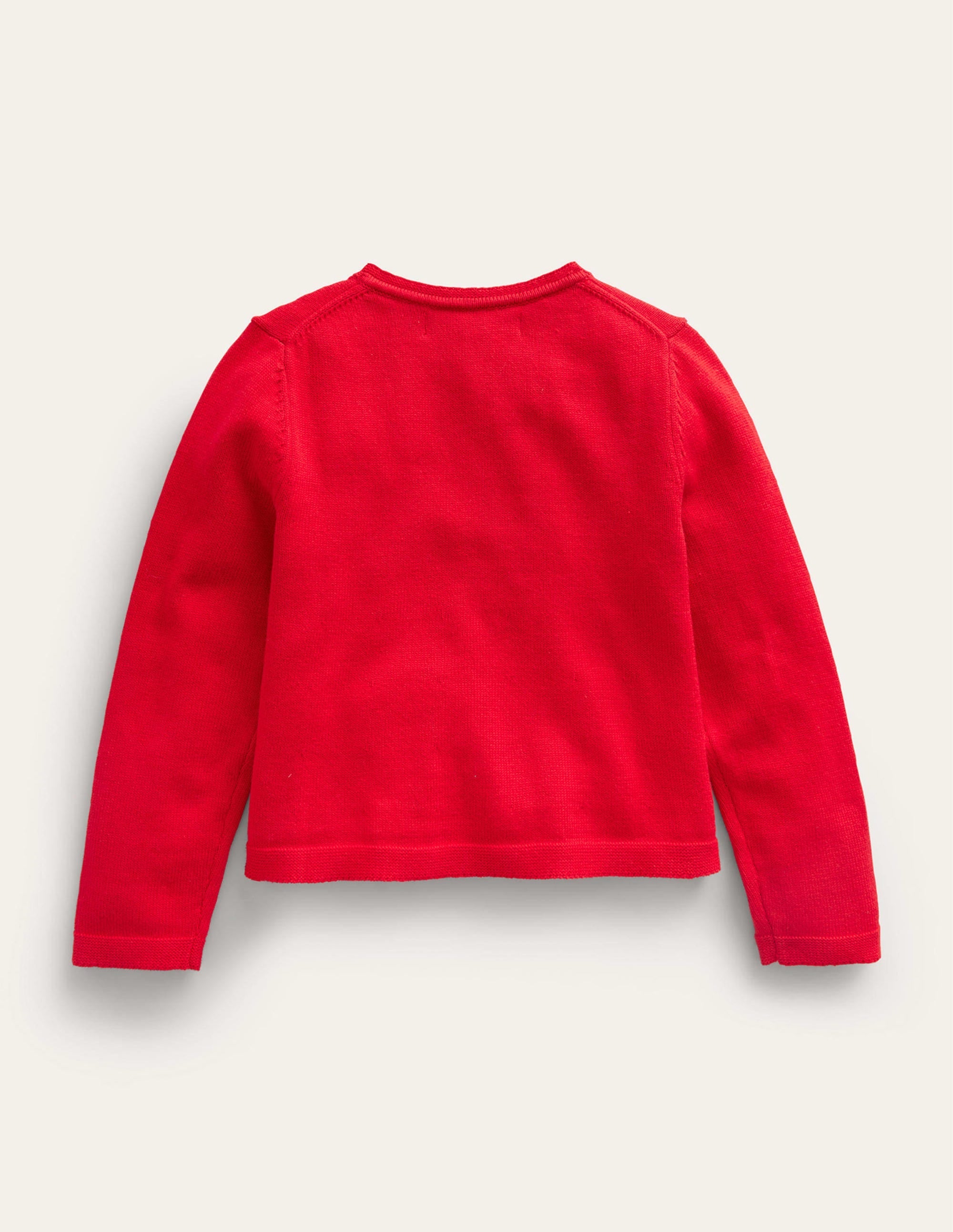 Pointelle Cotton Cardigan-Brilliant Red - Image 2