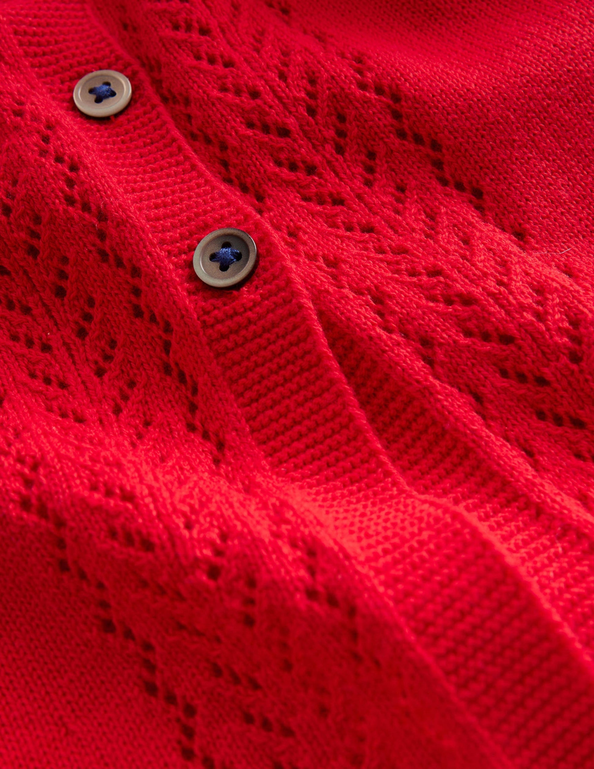 Pointelle Cotton Cardigan-Brilliant Red-3