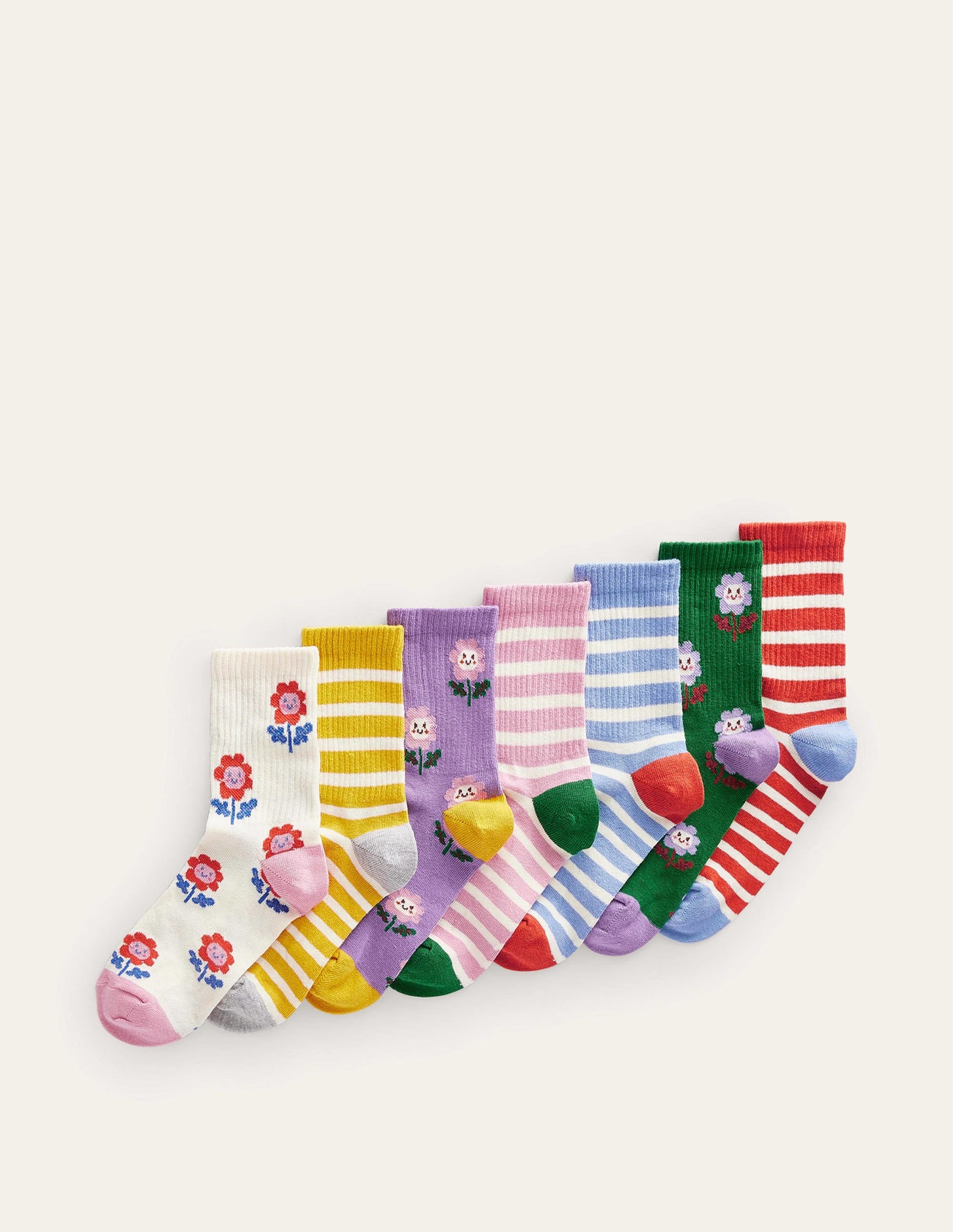 Socks 7 Pack-Flowers/Stripes-1