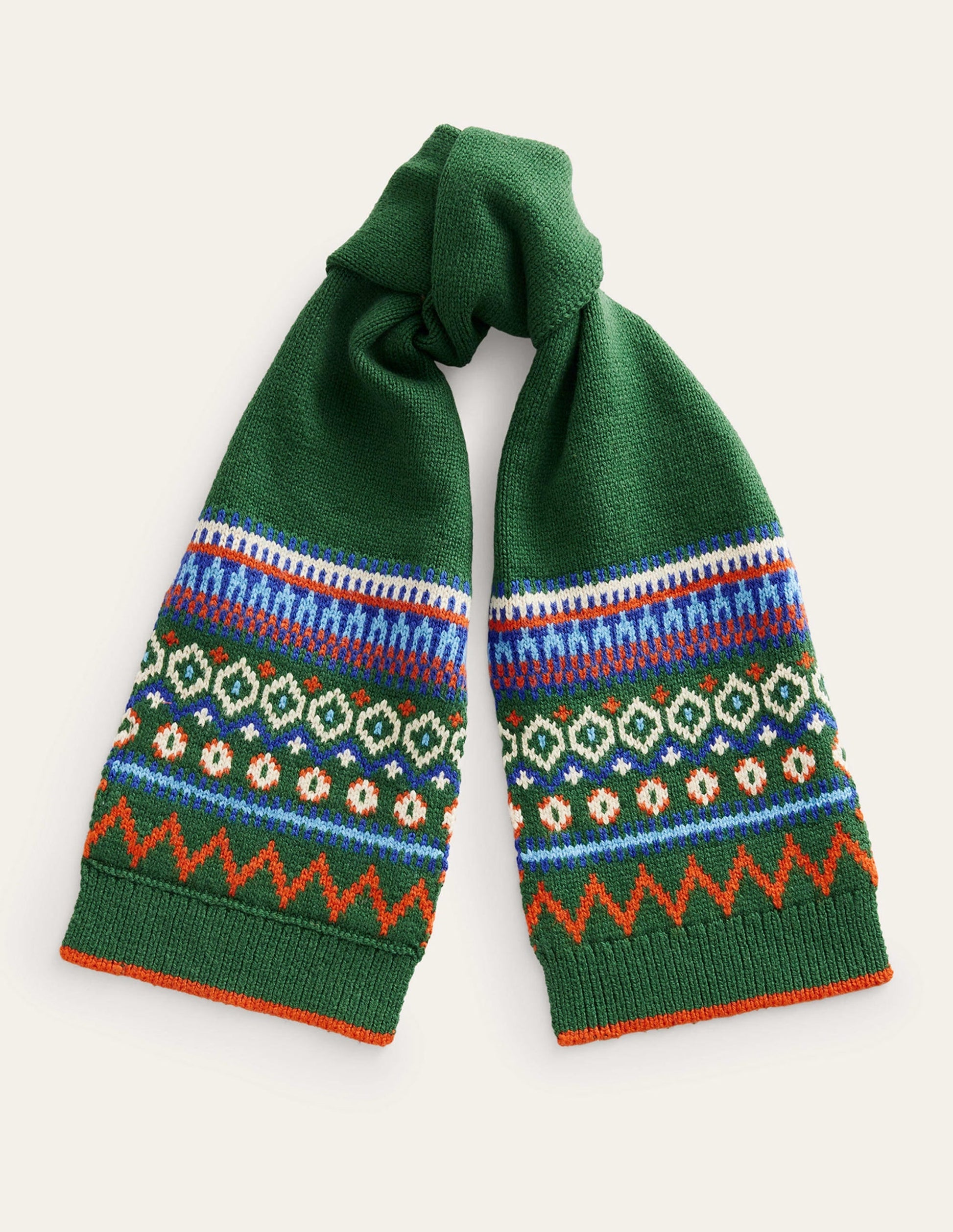 Fair Isle Knitted Scarf-Monster Green-3