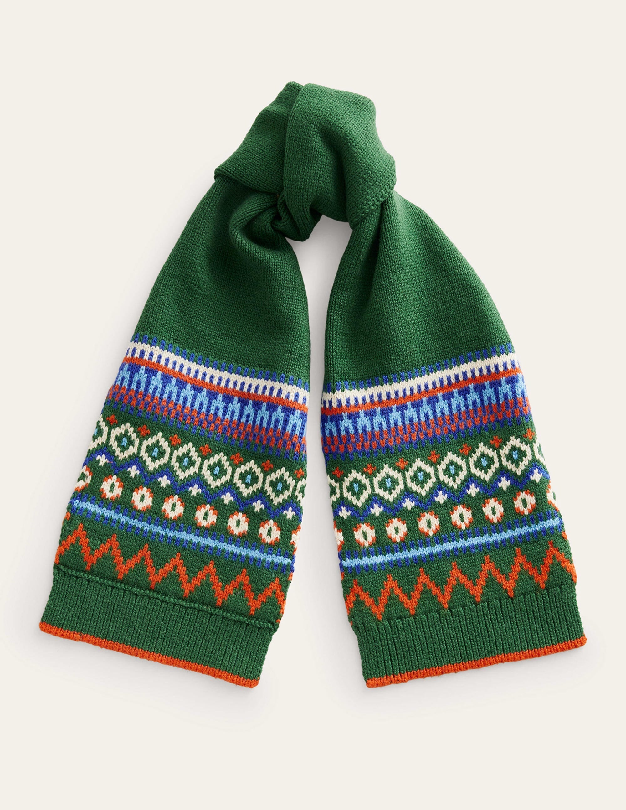 Fair Isle Knitted Scarf-Monster Green - Image 3