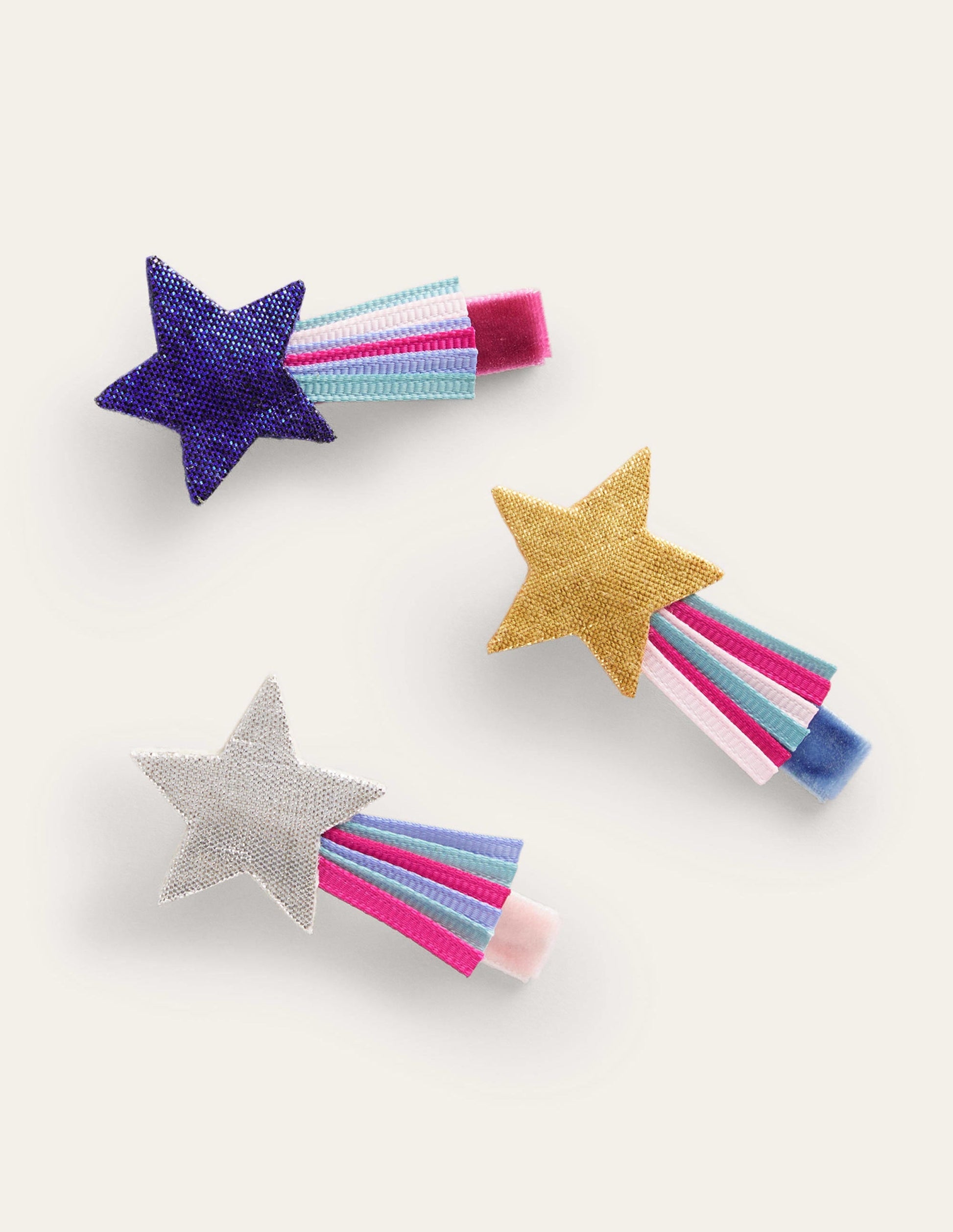 Hair Clips 3 Pack-Metallic Stars-1