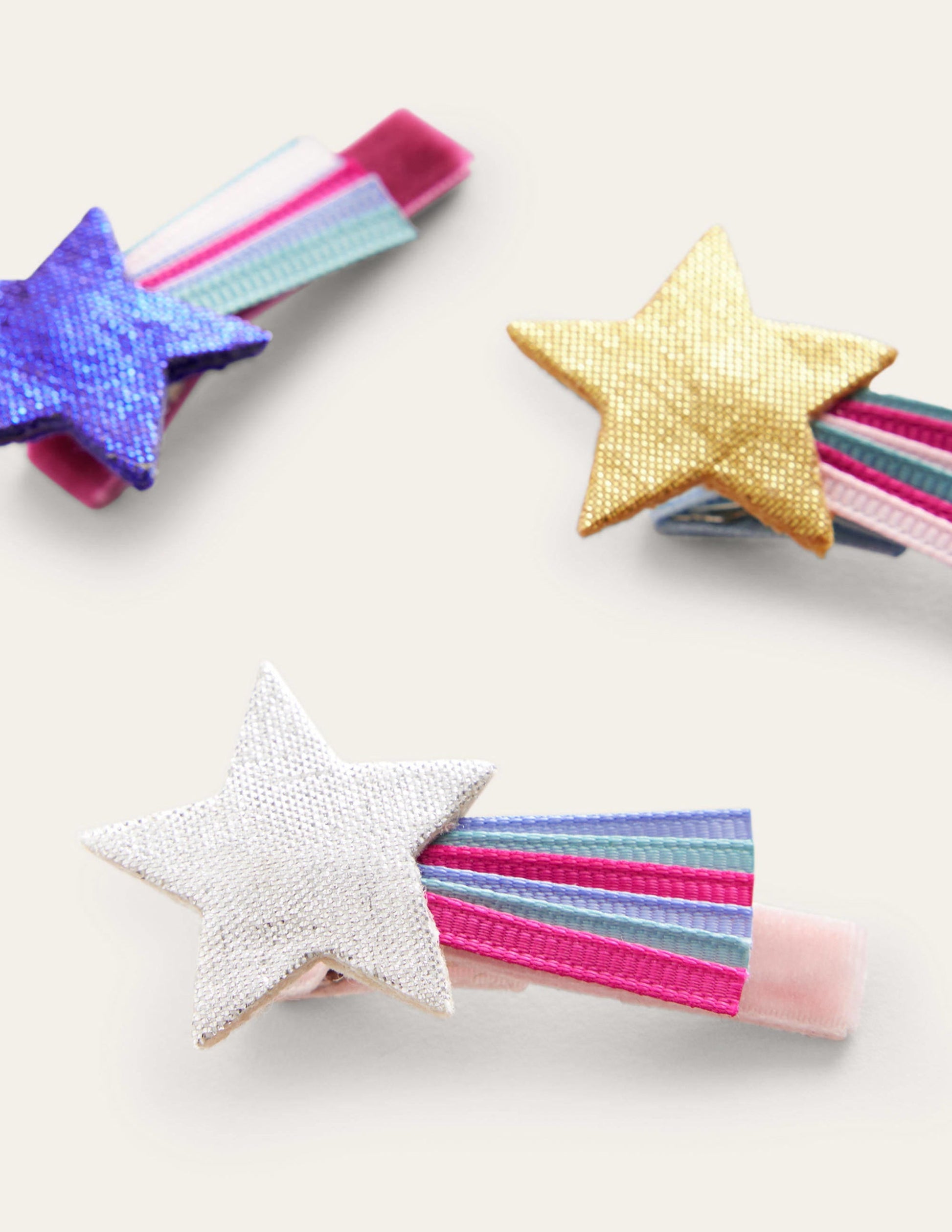 Hair Clips 3 Pack-Metallic Stars-2