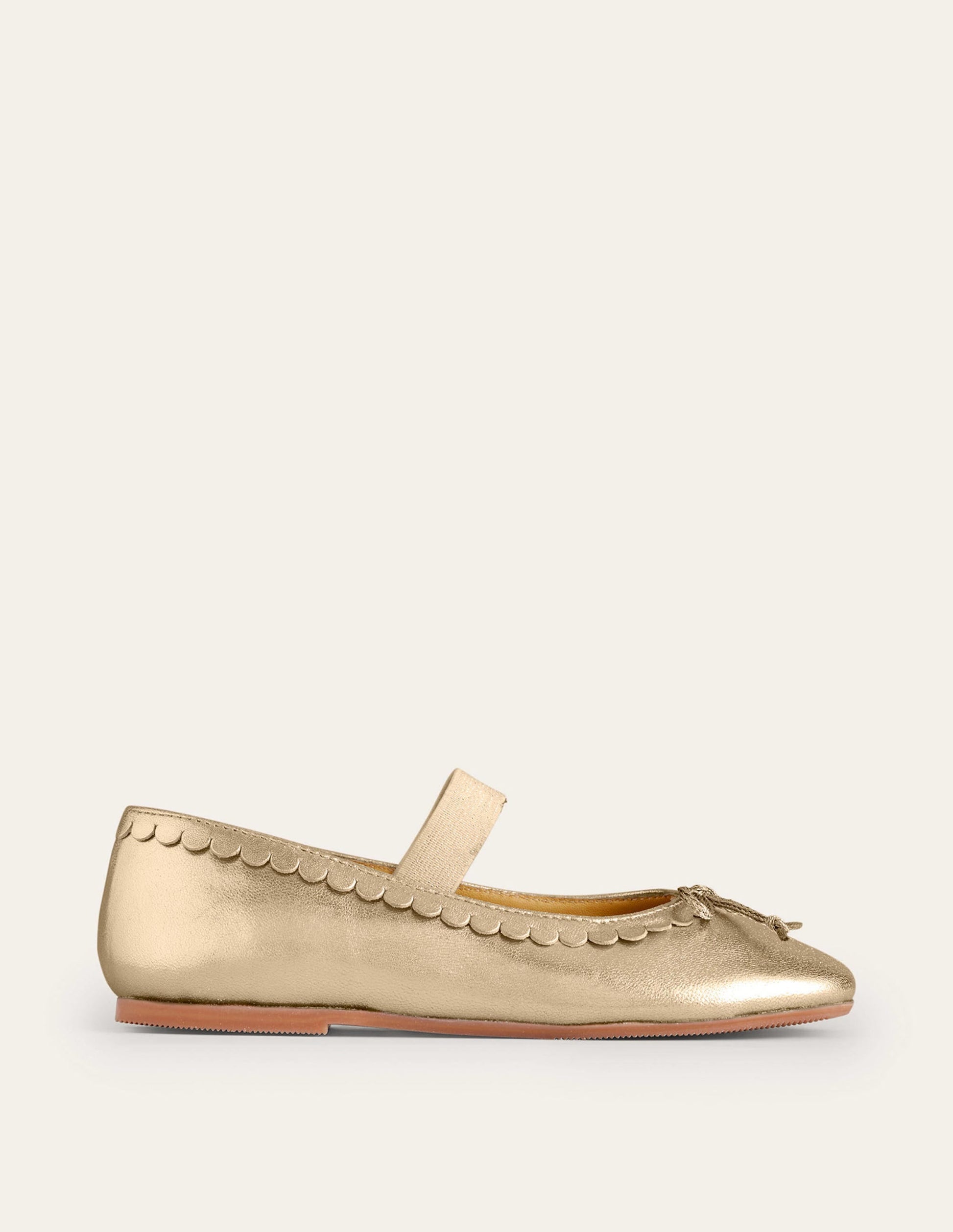 Leather Ballet Flats-Gold Metallic-1