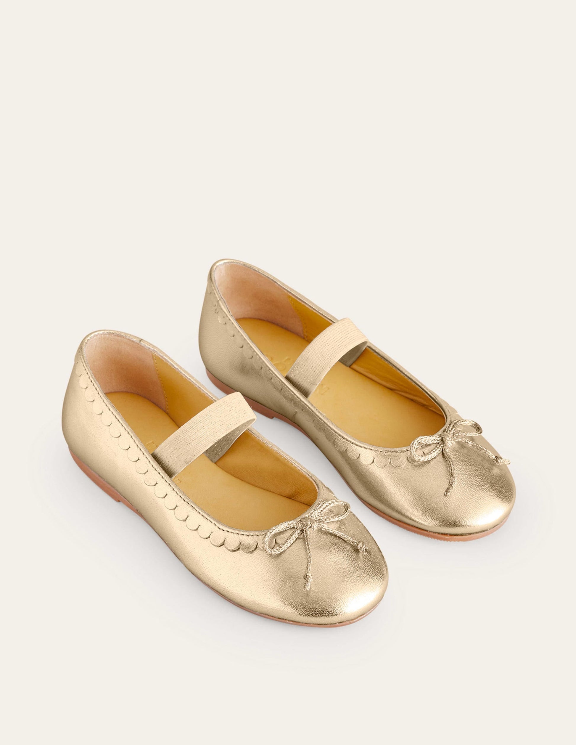 Leather Ballet Flats-Gold Metallic-2