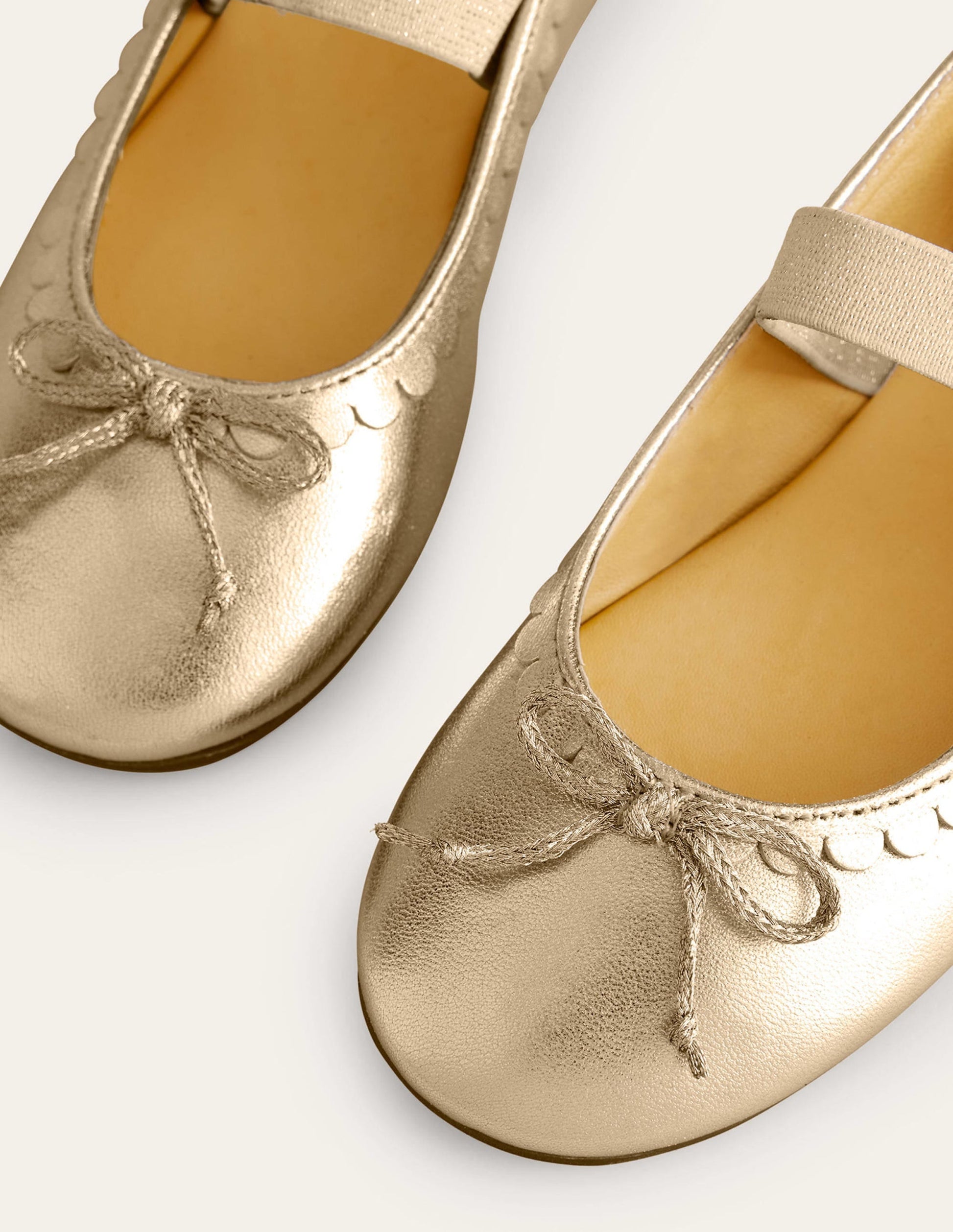 Leather Ballet Flats-Gold Metallic-3