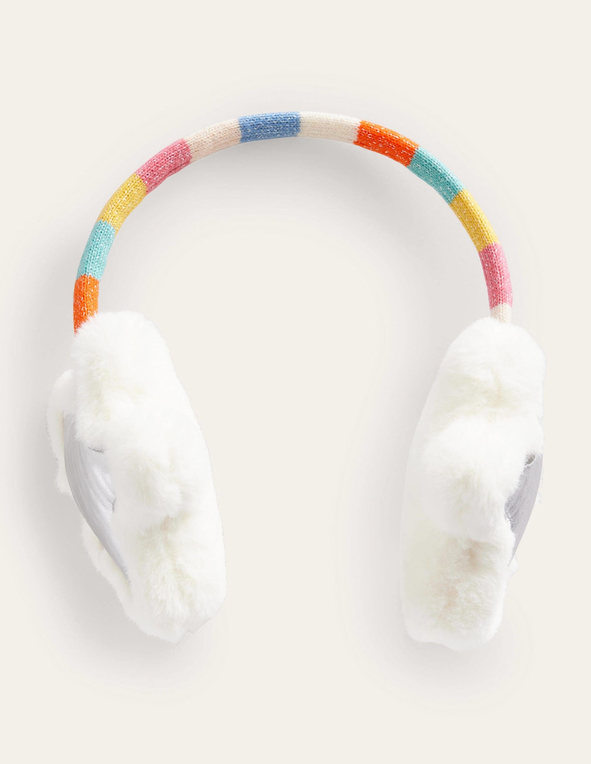 Novelty Ear Muffs-Silver Metallic Stars-1
