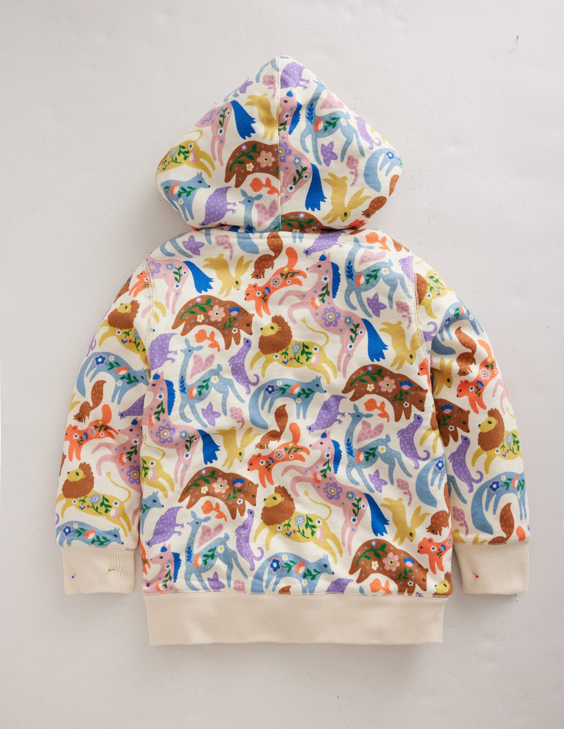 Pink Floral Borg Lined Hoodie-Pink Floral-2